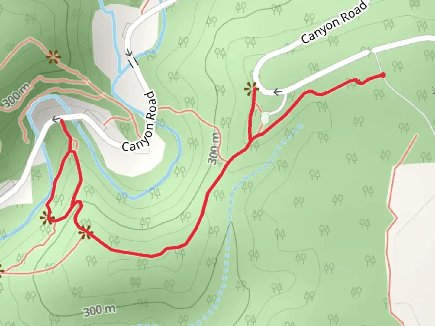 An image depicting the trail Peas Creek and its surrounding area.