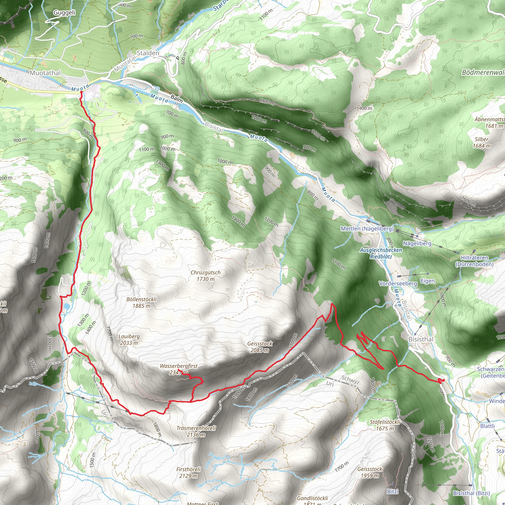 On the Muota valley's Local Mountain mobile static map