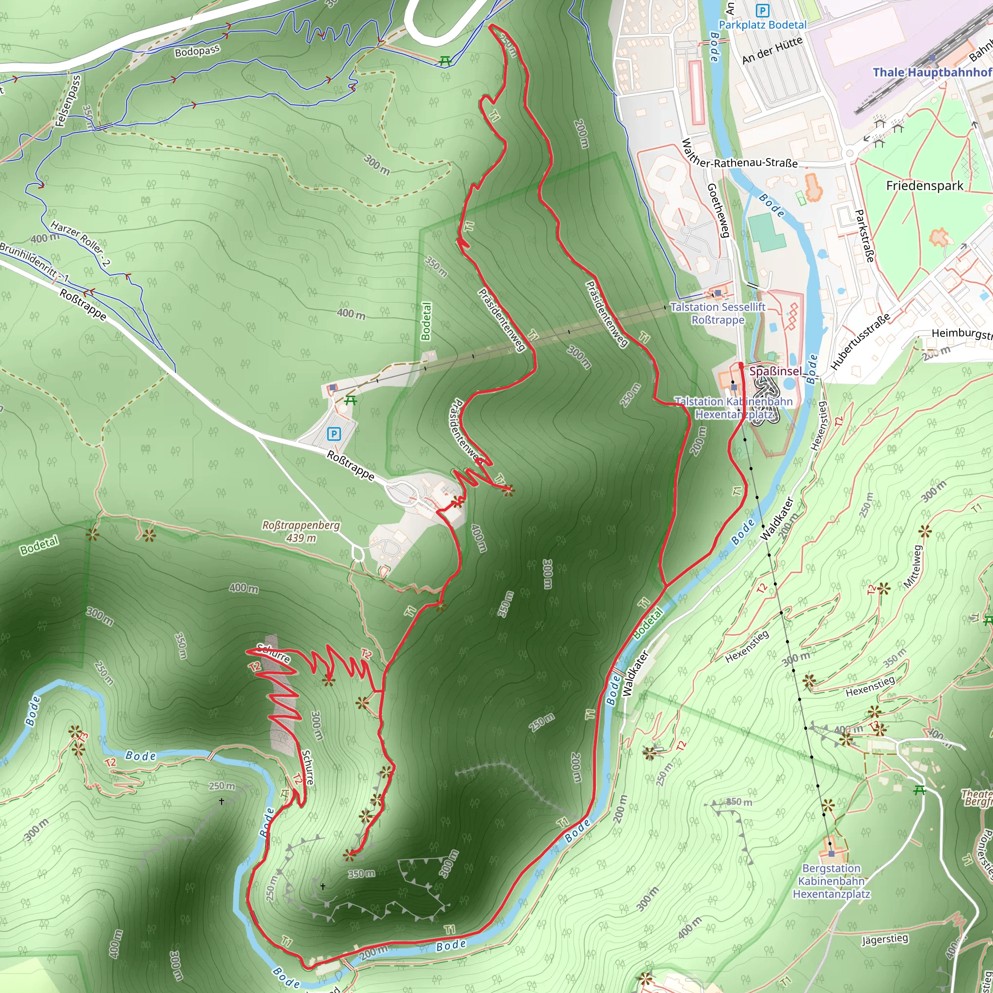 Bülowshöhe, Roßtrappe and Jungfernbrücke Loop via Harzklub Weg 42A mobile static map