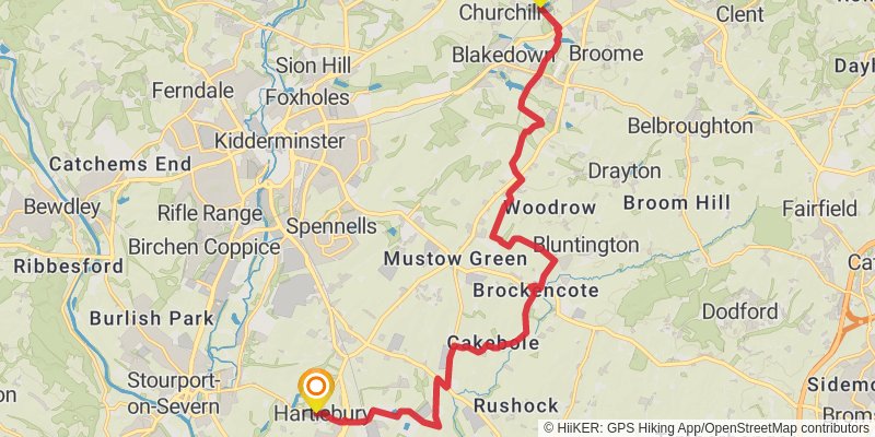 North Worcestershire 50 mile Loop stage 3 Map
