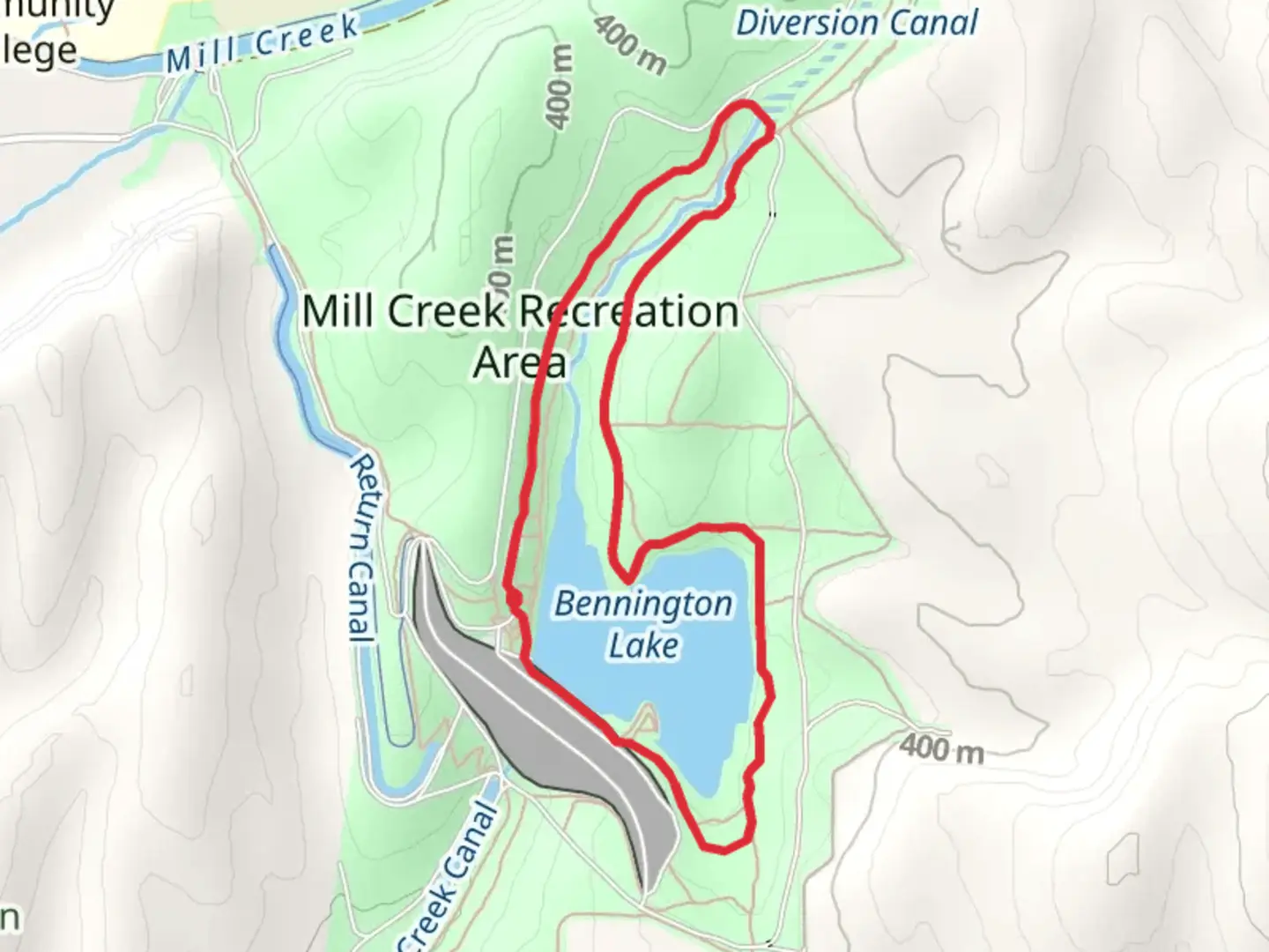 An image depicting the trail Bennington Lake Loop and its surrounding area.