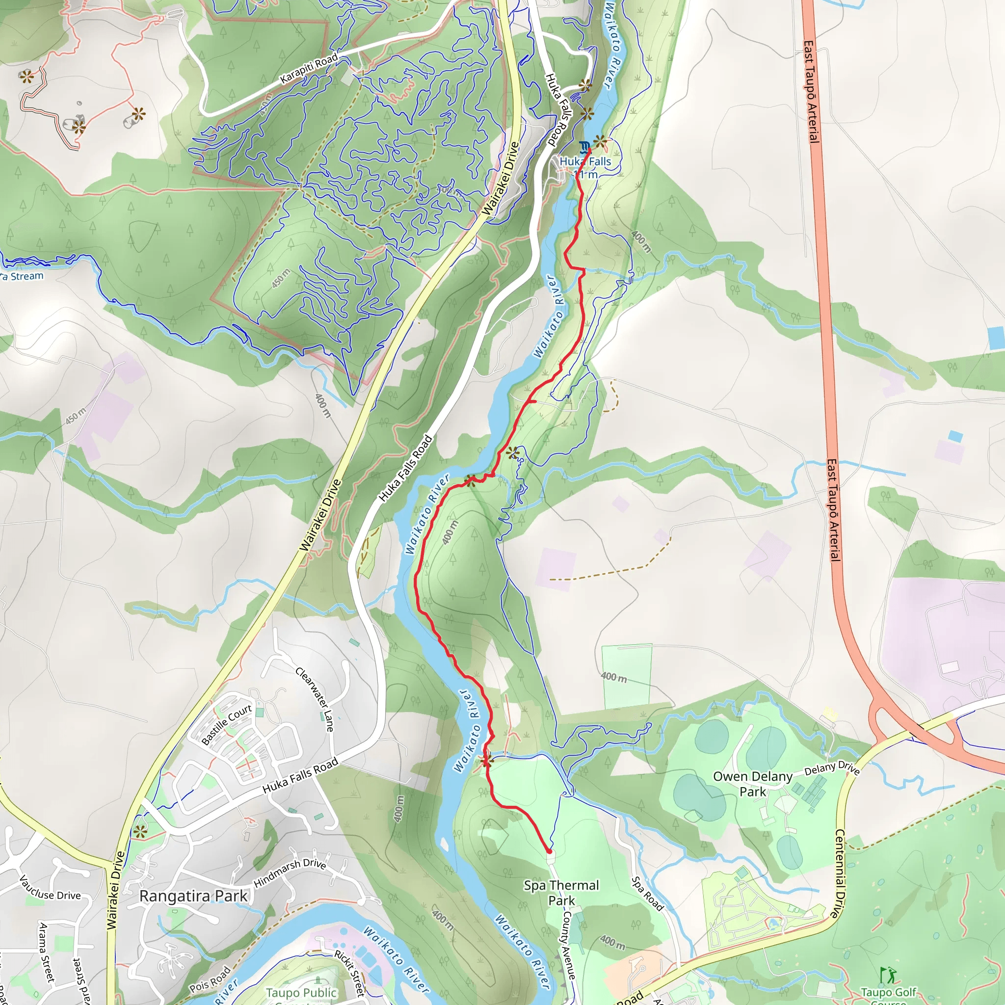 Spa Park to Huka Falls Walk mobile static map