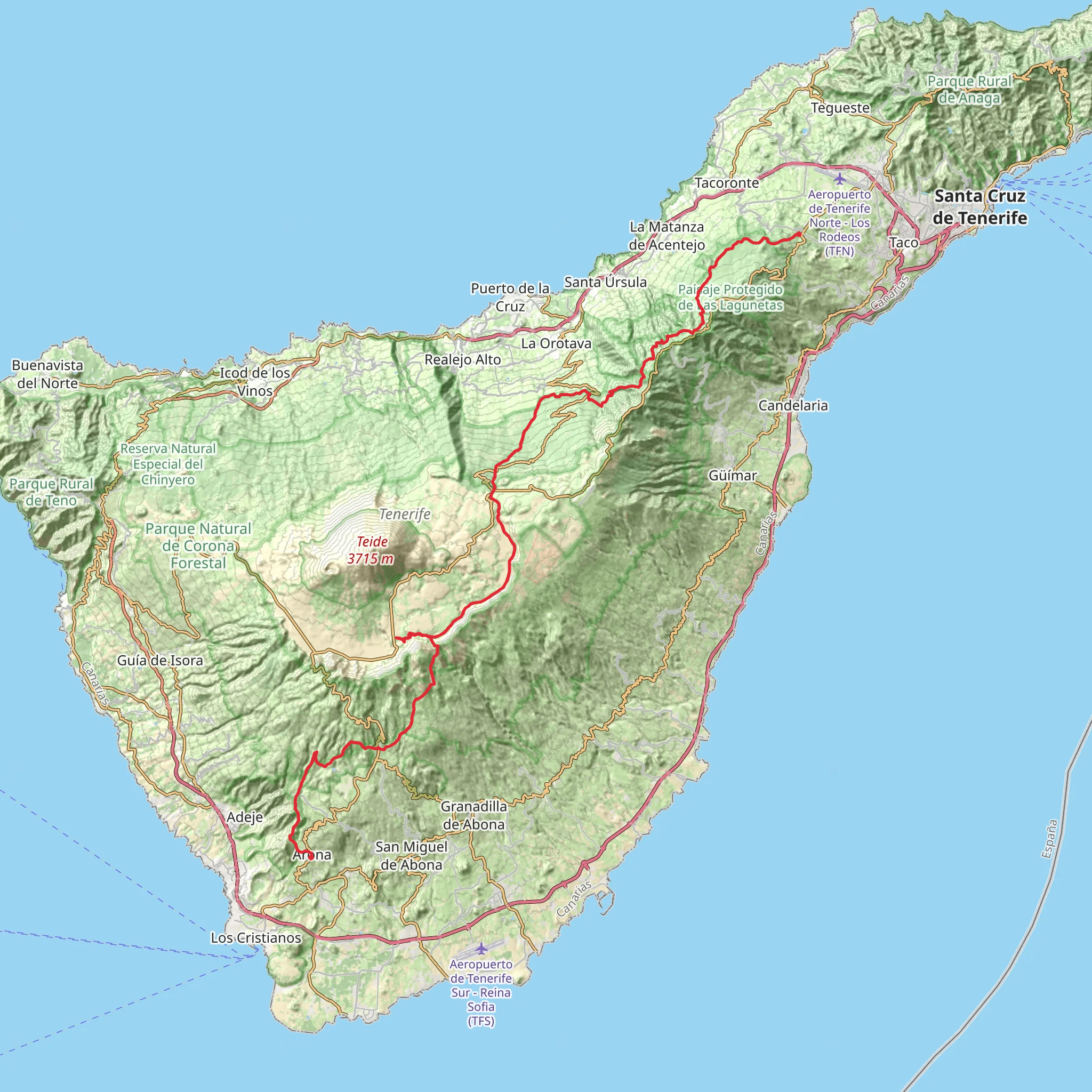 GR 131 De Tenerife mobile static map