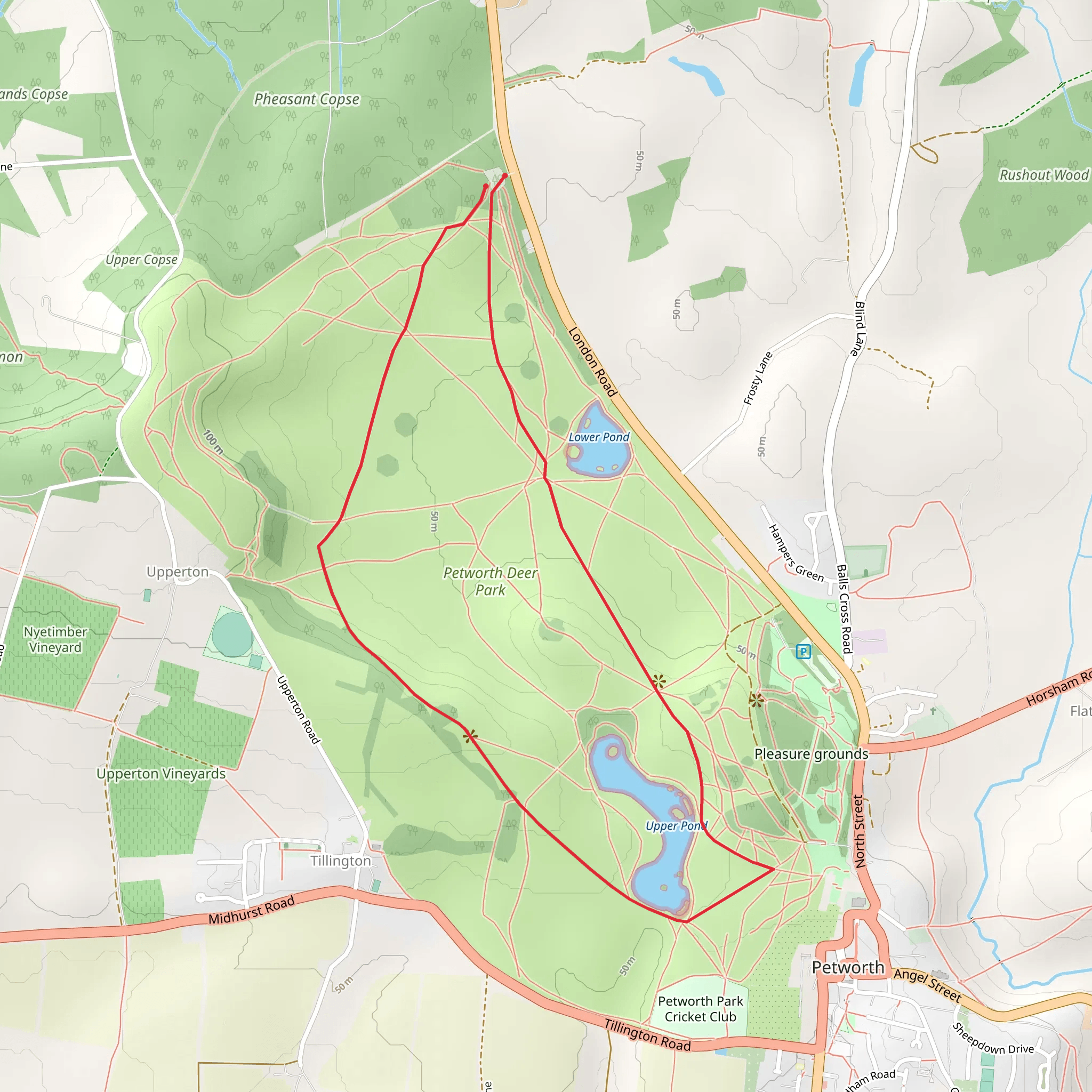 Petworth Park and Upper Pond Loop mobile static map