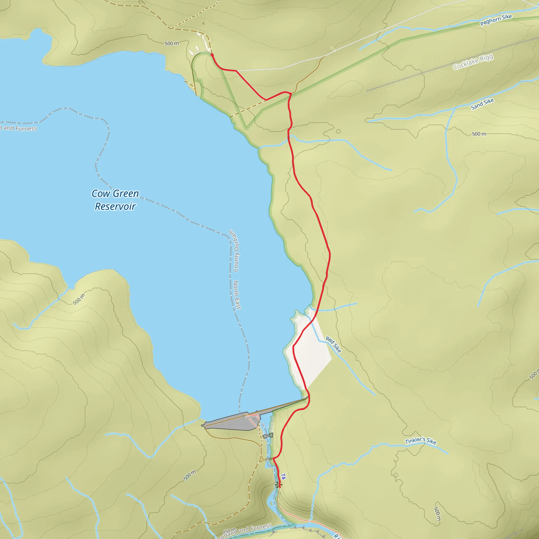 Cauldron Snout and Cow Green Reservoir Walk mobile static map