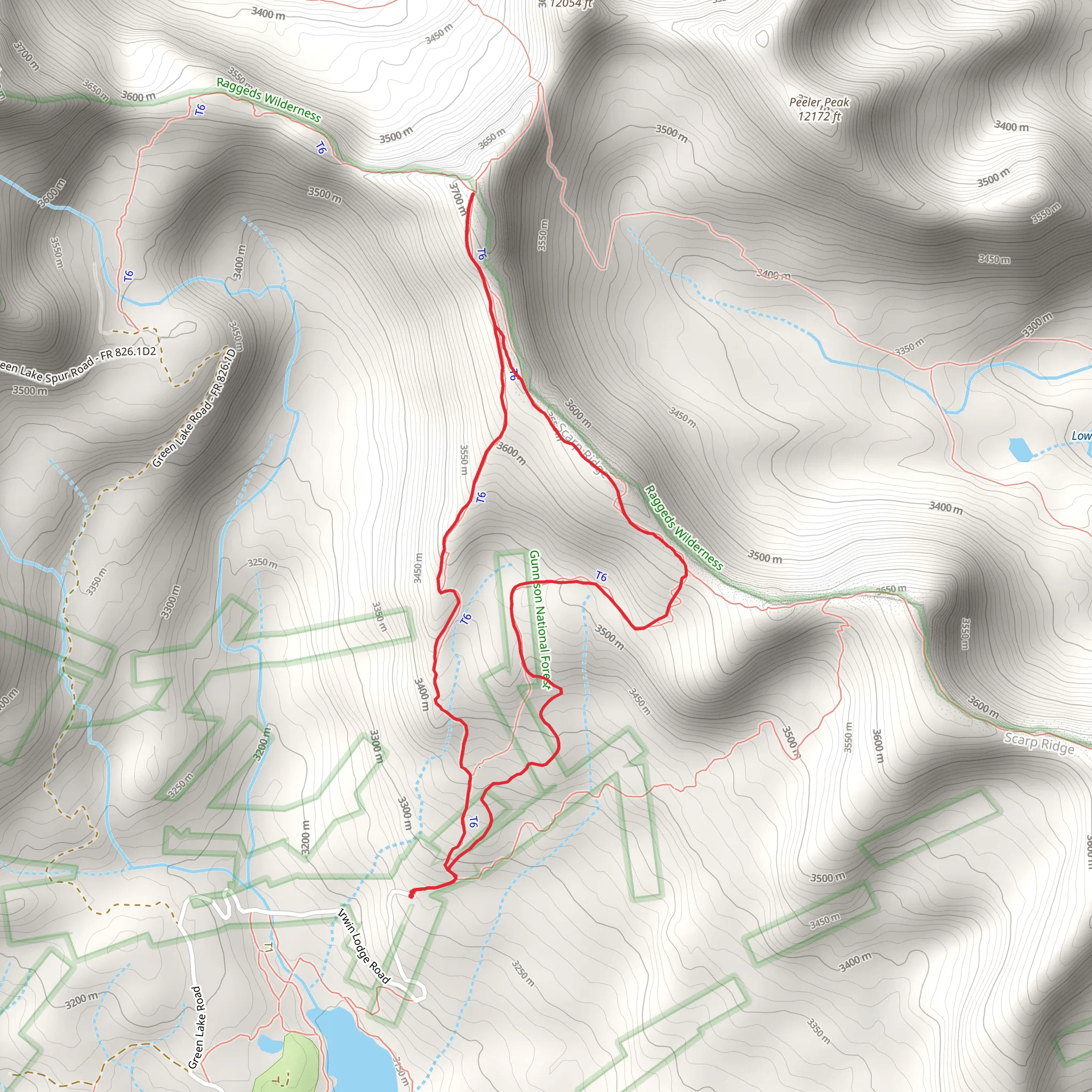 Scarp Ridge Trail to 421 Loop Trail mobile static map
