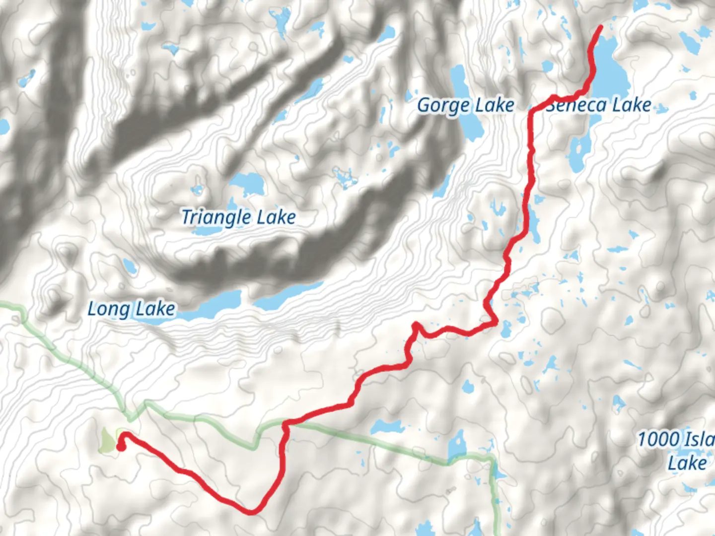 An image depicting the trail Seneca Lake via Pole Creek Trail and its surrounding area.
