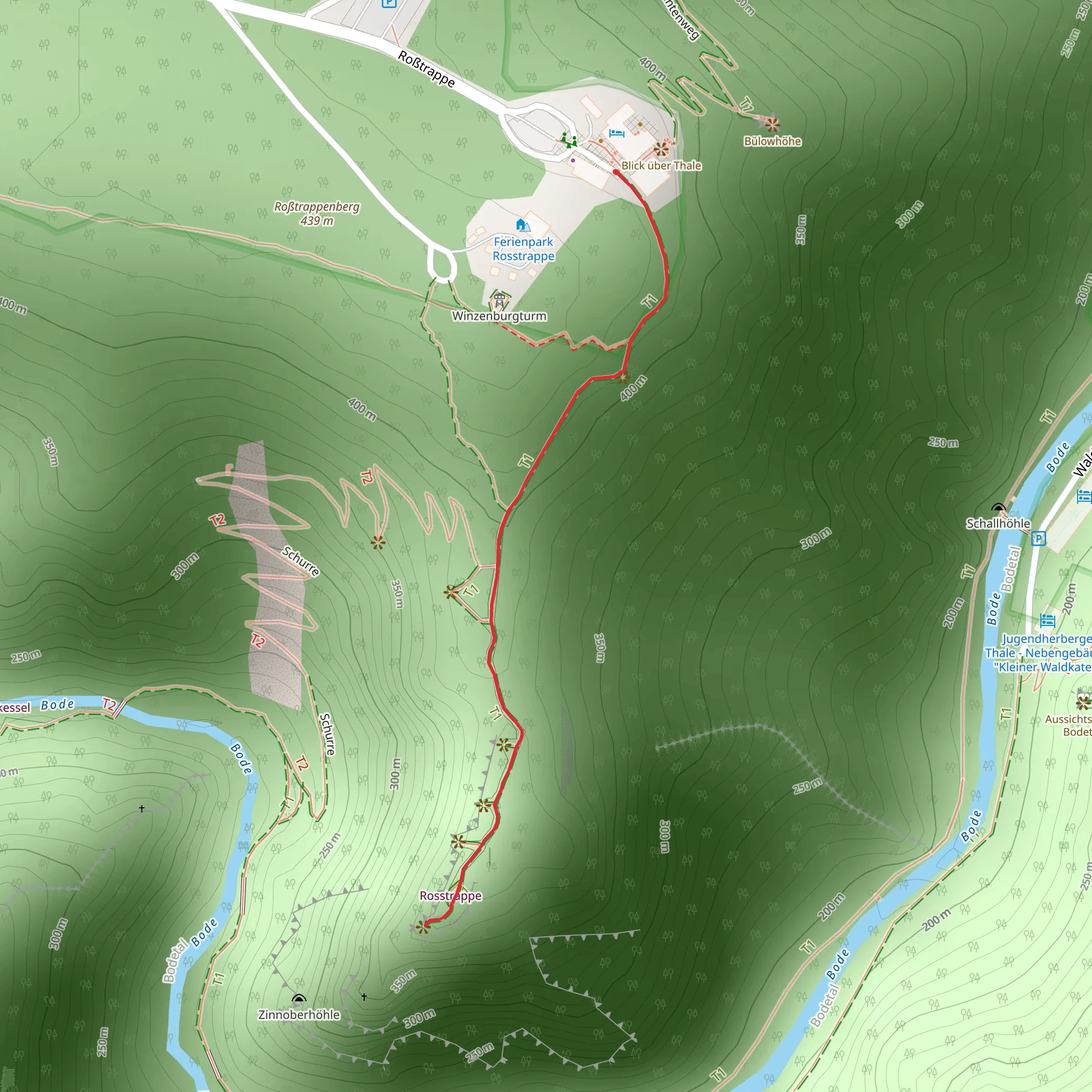 Rosstrappe and Aussichtsplattform Walk via Brunhildenstieg mobile static map