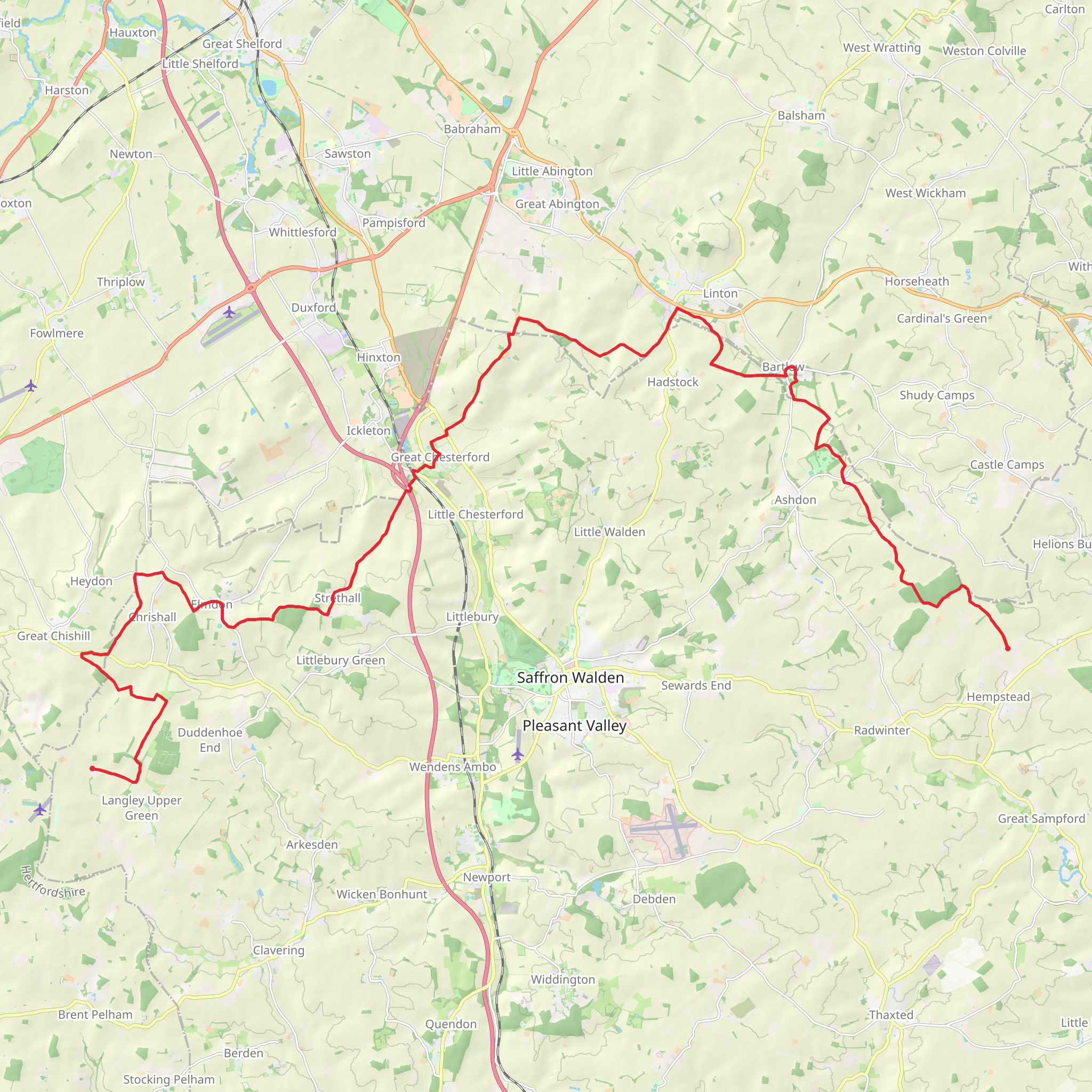 Lasso Essex - Hempstead to Killem's Green mobile static map