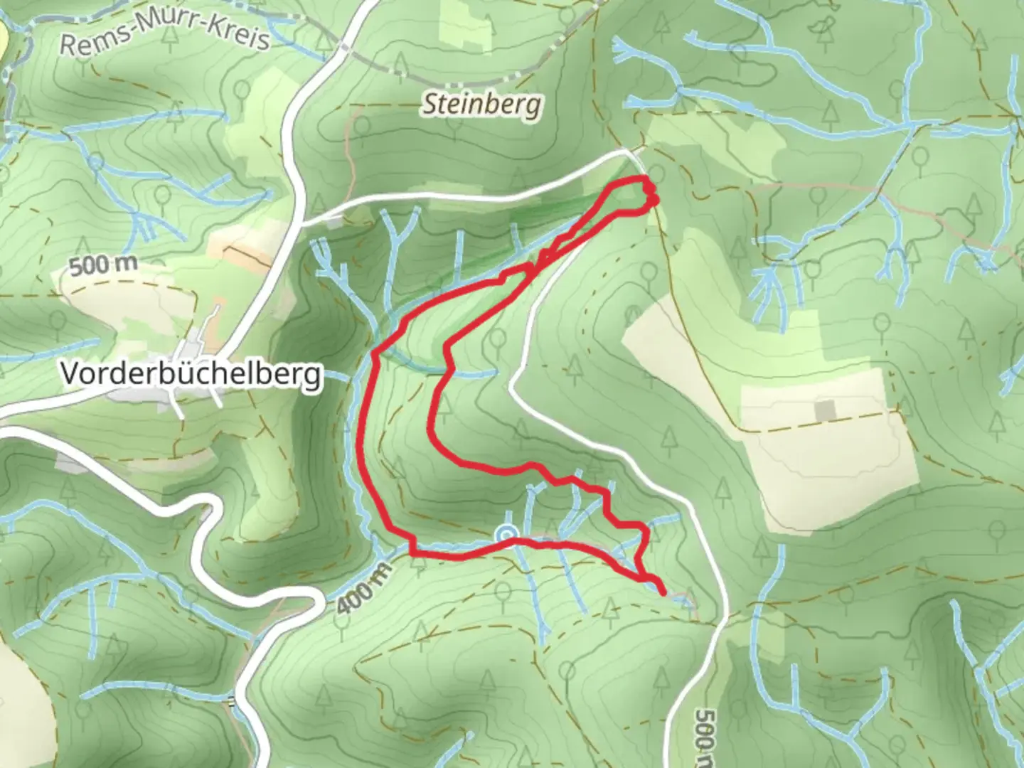 An image depicting the trail Bodenbachschlucht and Hohler Stein Loop and its surrounding area.