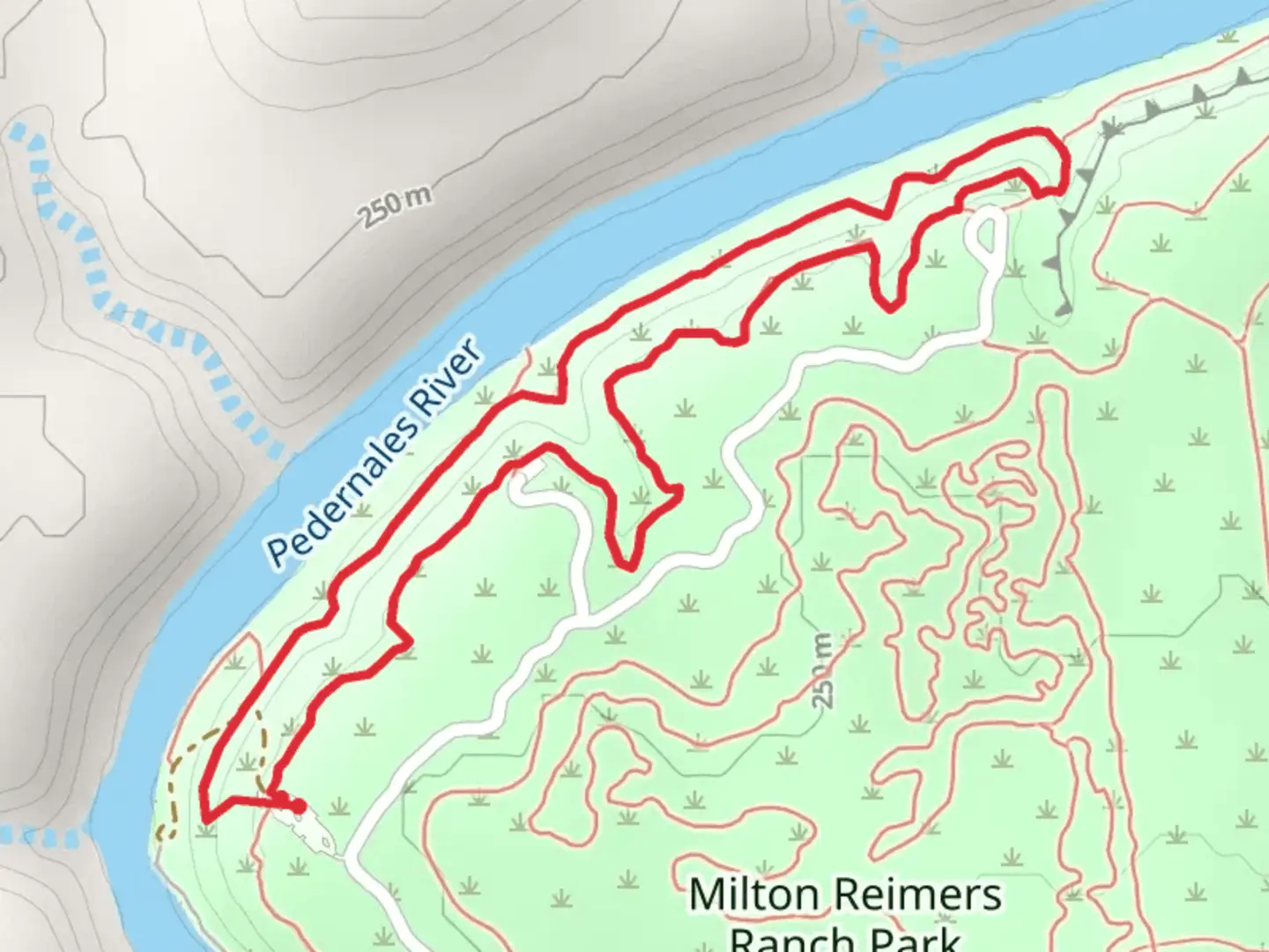 An image depicting the trail River Bluff to North Shore Granite Loop Trail and its surrounding area.