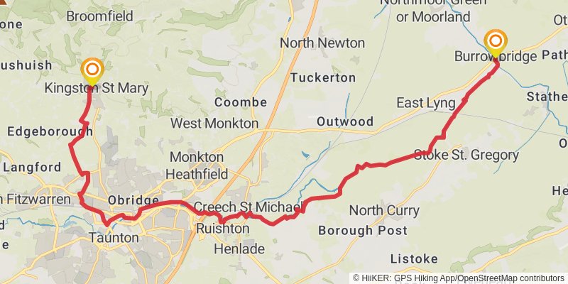 Minehead to Bath Abbey in Somerset stage 4 Map