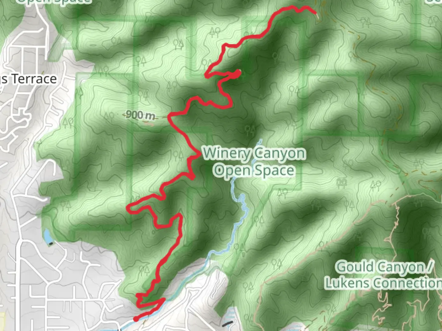 An image depicting the trail Earl Canyon Road and its surrounding area.