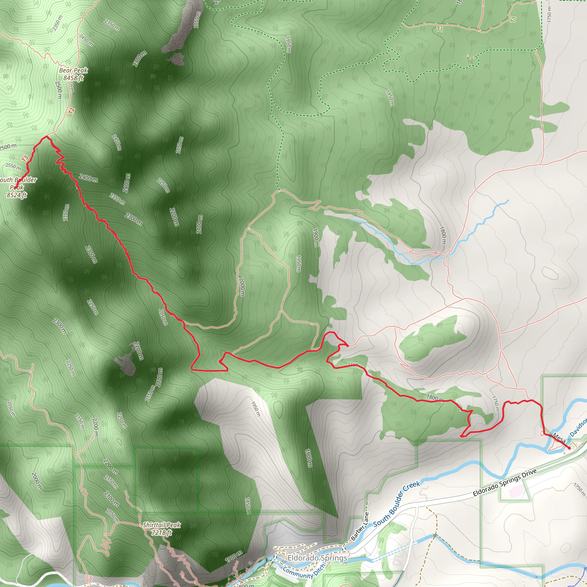 South Boulder Peak via Homestead Trail mobile static map