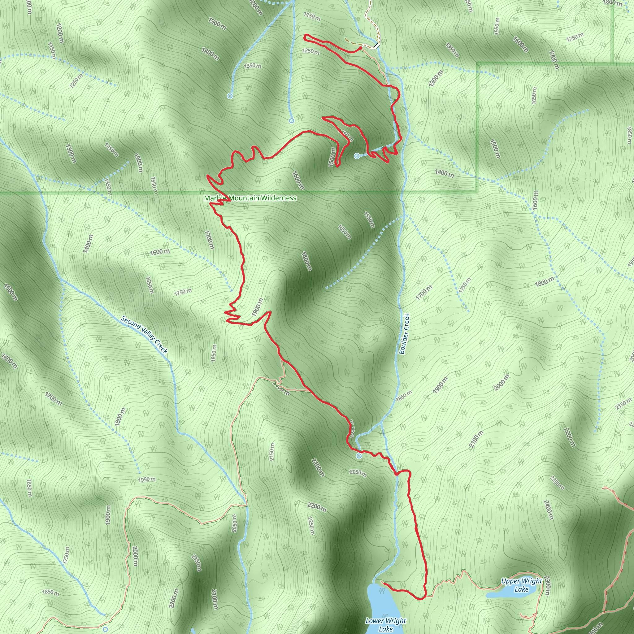 Lower Wright Lake via Boulder Creek Trail mobile static map