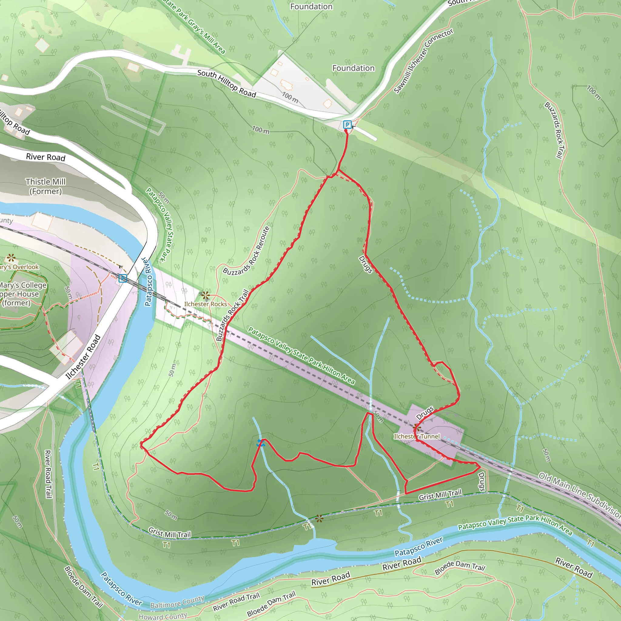 Buzzards Rock Loop Trail mobile static map
