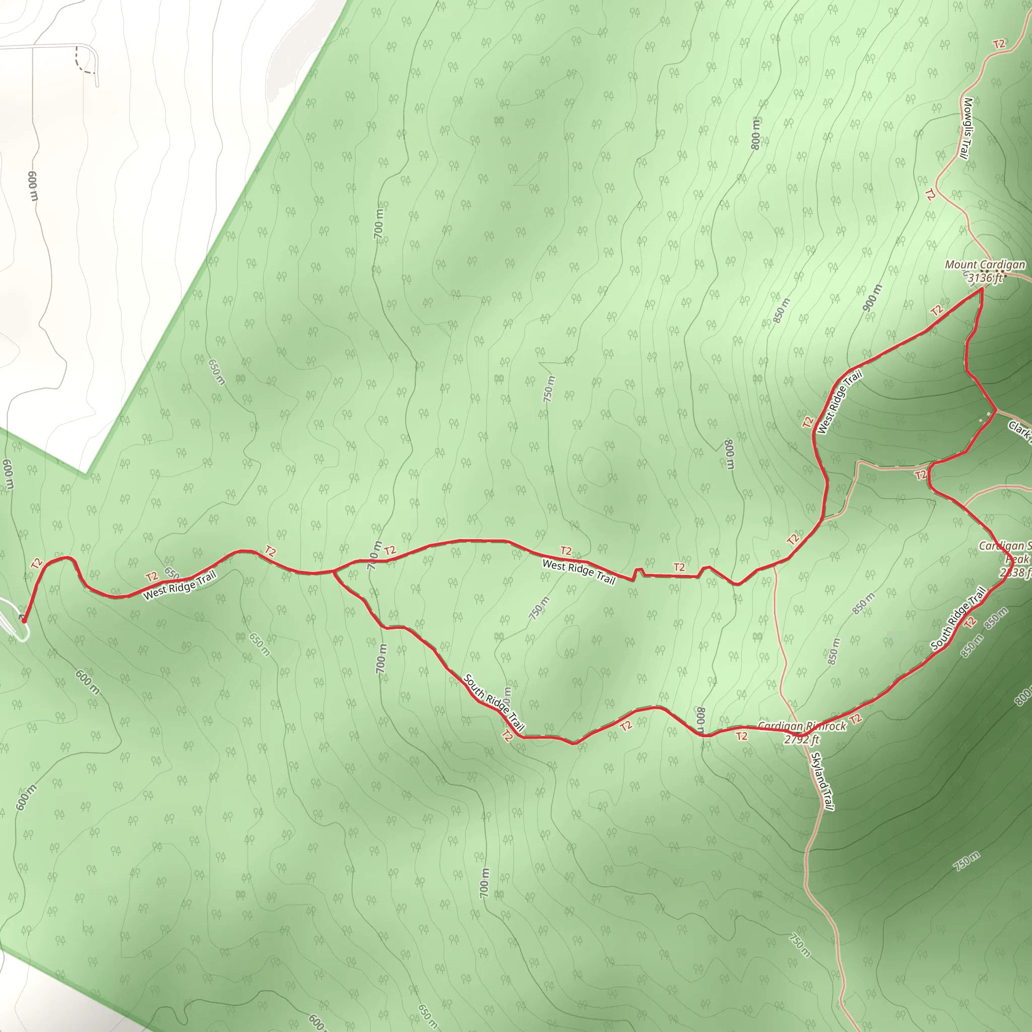 Mount Cardigan via West Ridge Trail mobile static map