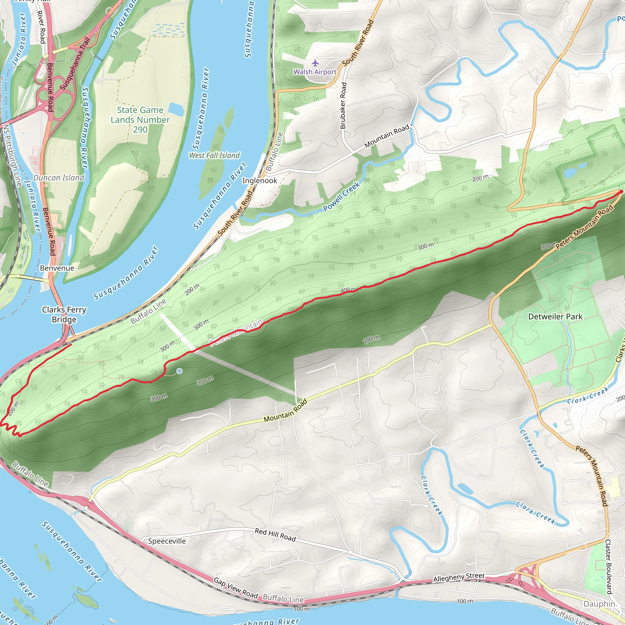 Peters Mountain Trail mobile static map