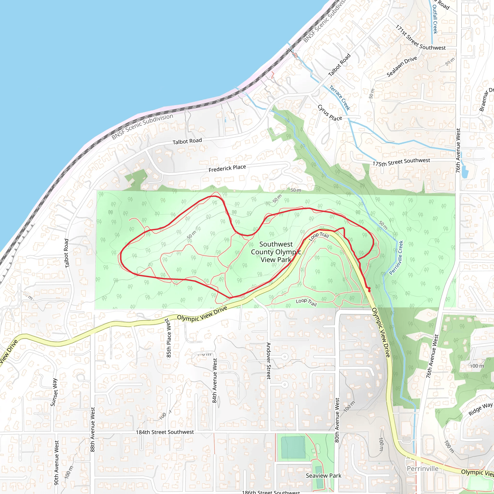 Southwest County Olympic View Park Loop mobile static map