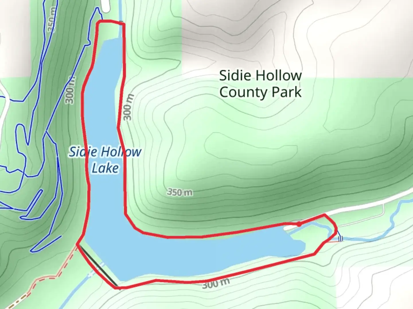 An image depicting the trail Sidie Hollow Lake Loop and its surrounding area.