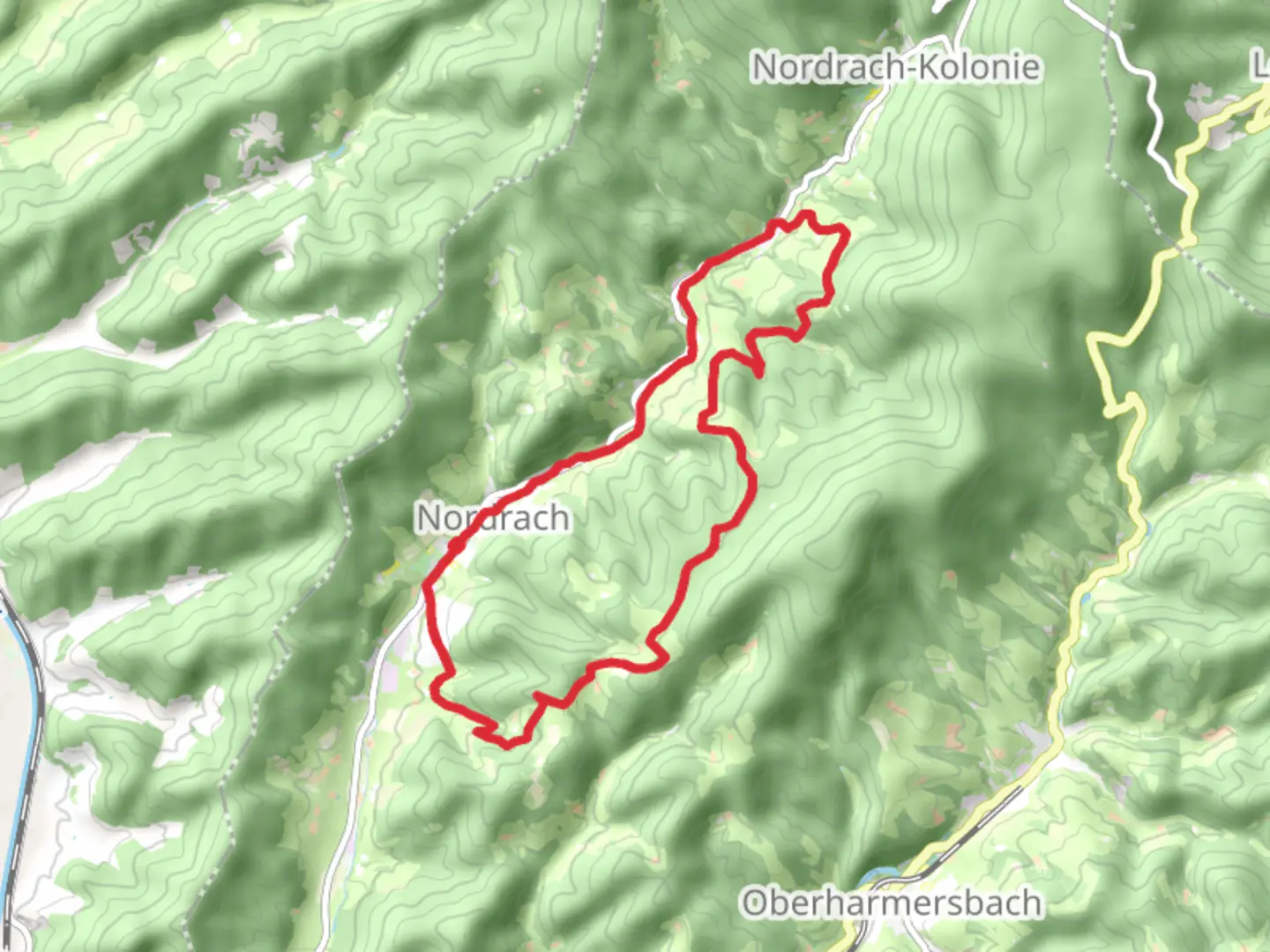 An image depicting the trail Nordrach and Moosmatte Loop and its surrounding area.