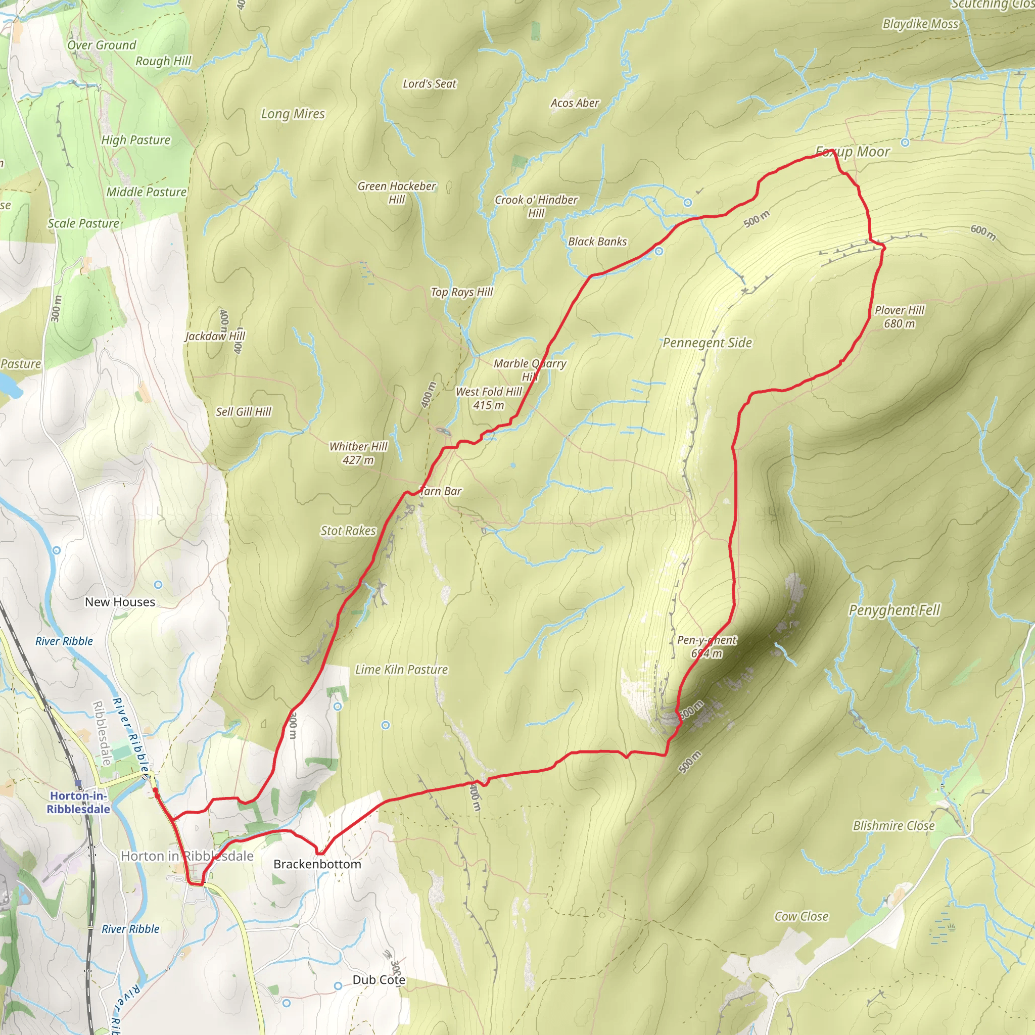 Pen-y-ghent and Plover Hill from Horton in Ribblesdale mobile static map