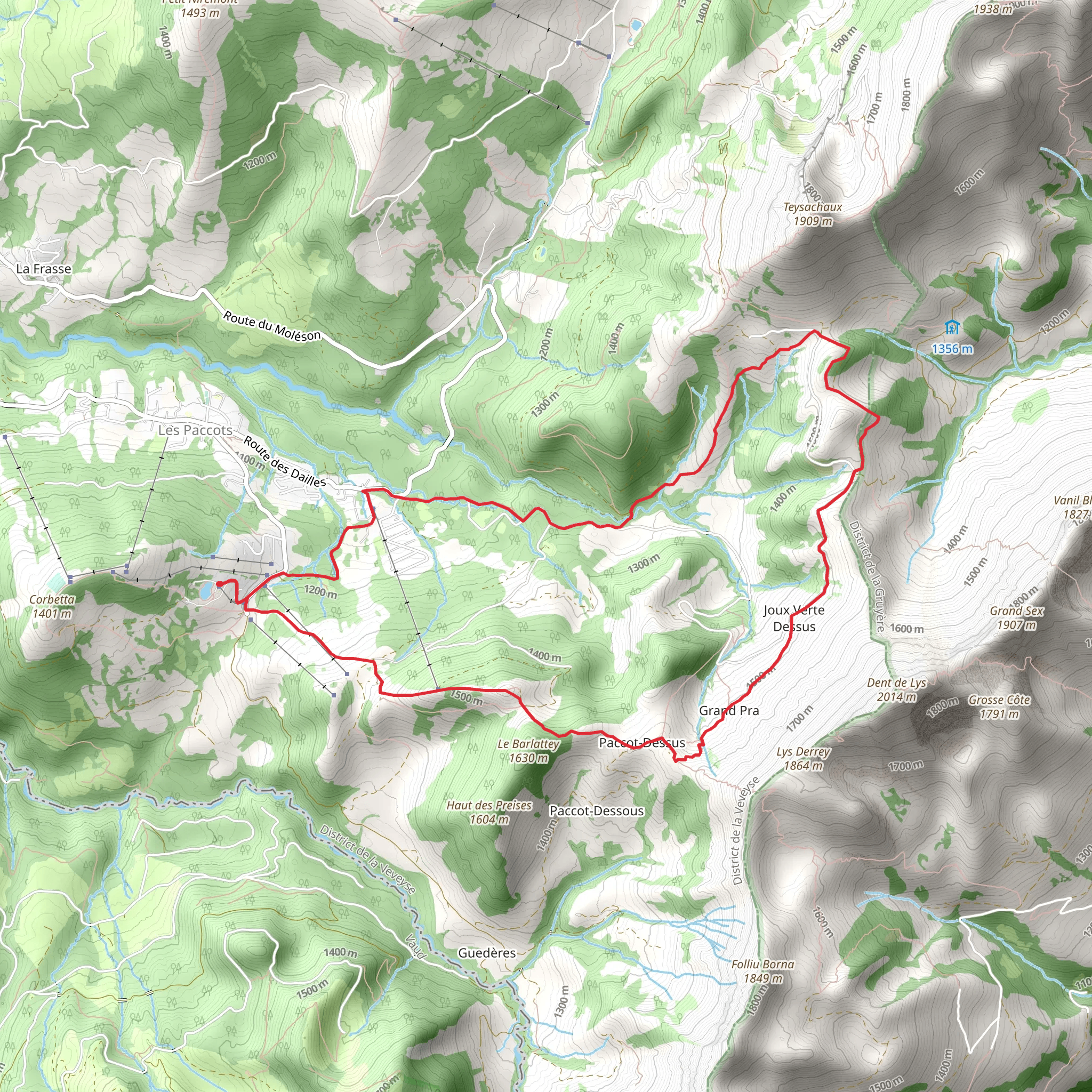 Sentier Panoramique des Paccots mobile static map