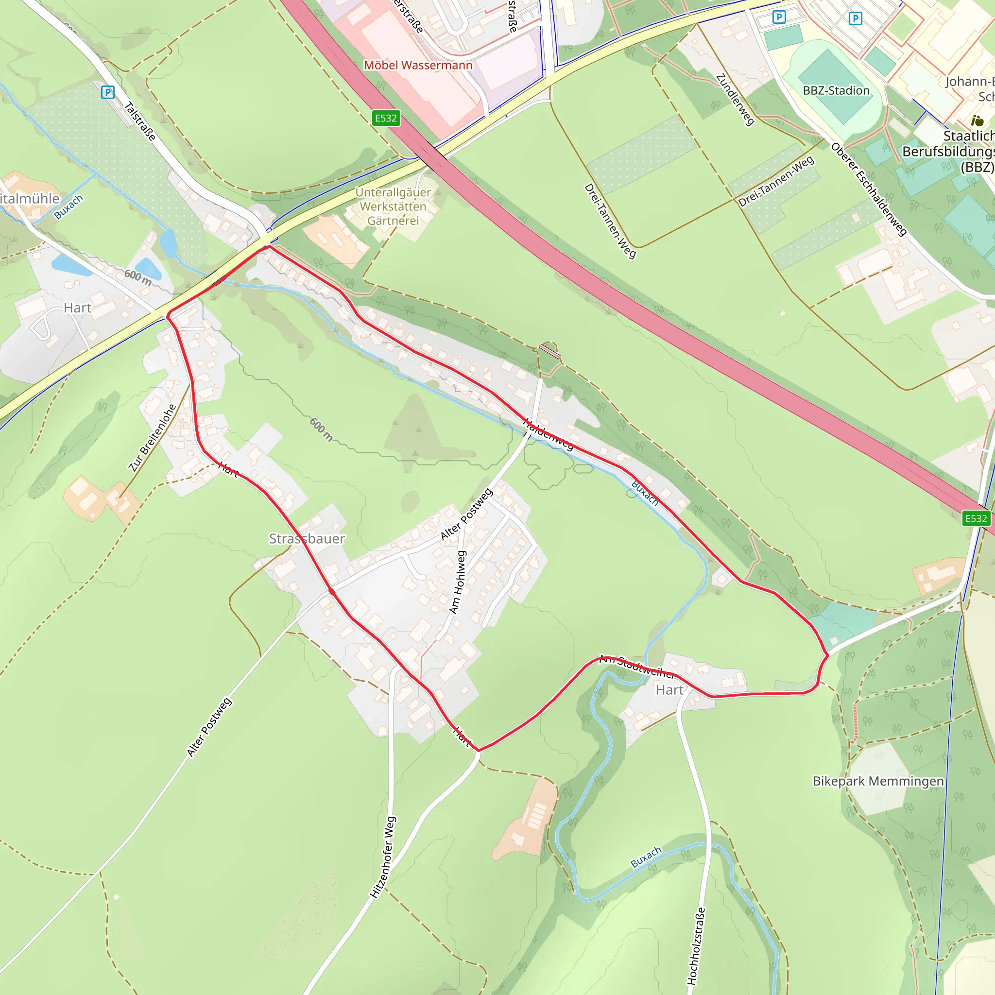 Am Stadtweiher and Hart Loop mobile static map