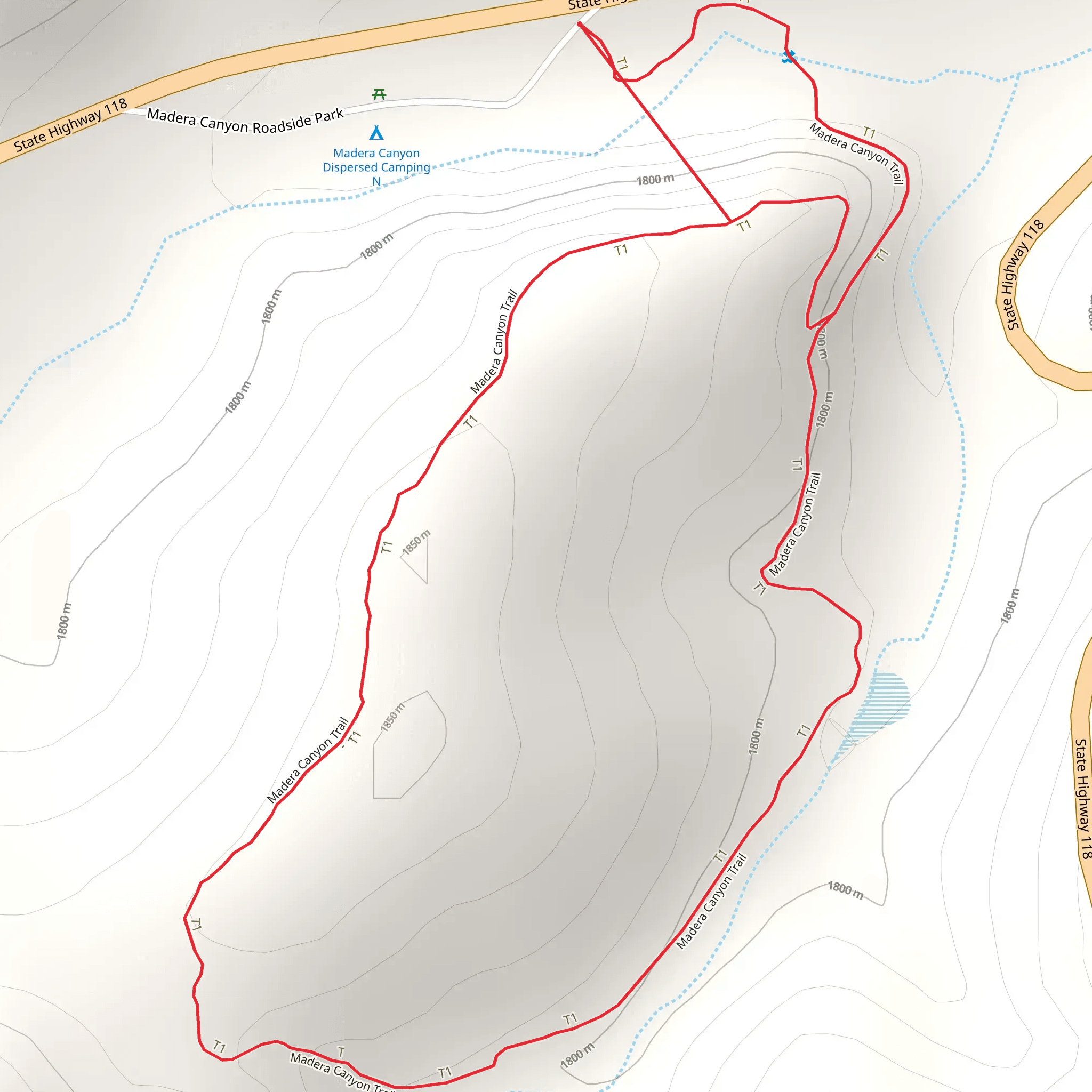 Madera Canyon Loop Trail mobile static map