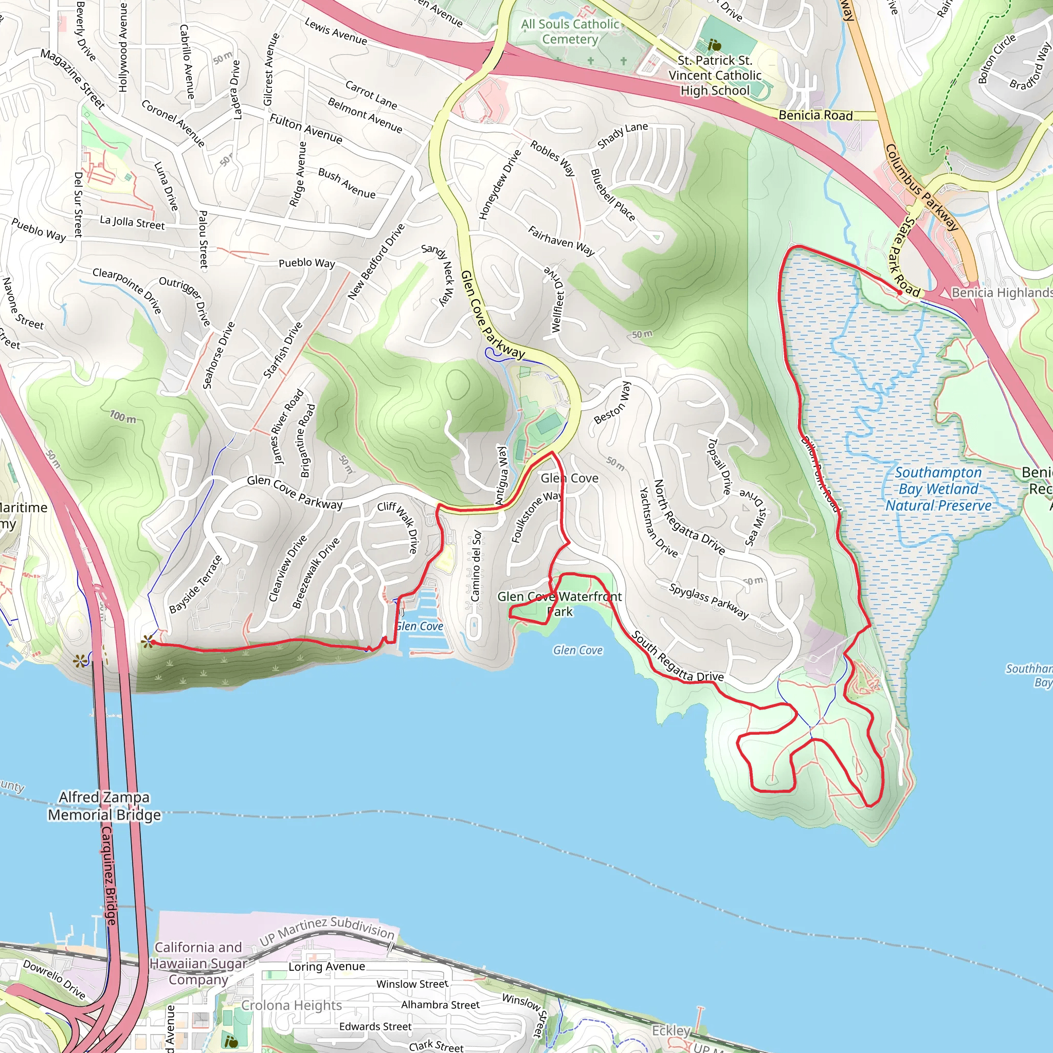 Carquinez Strait and Overlook Trail mobile static map