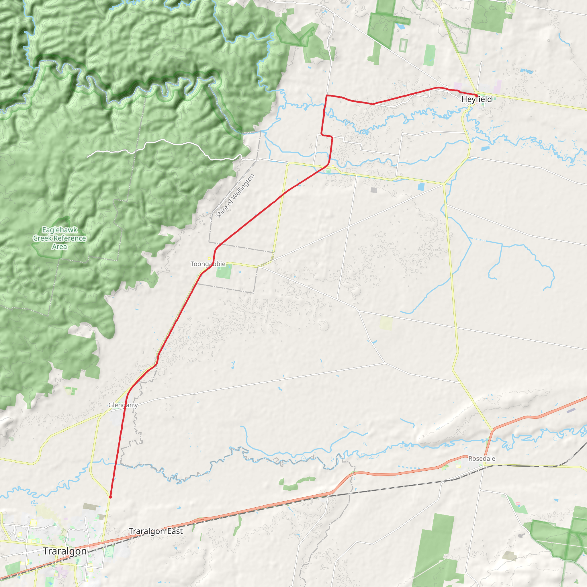 Gippsland Plains Rail Trail - Traralgon to Heyfield mobile static map