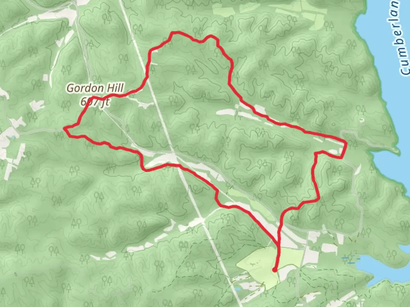 An image depicting the trail LBL Wranglers Campground Trail and Gordon Hill Loop and its surrounding area.
