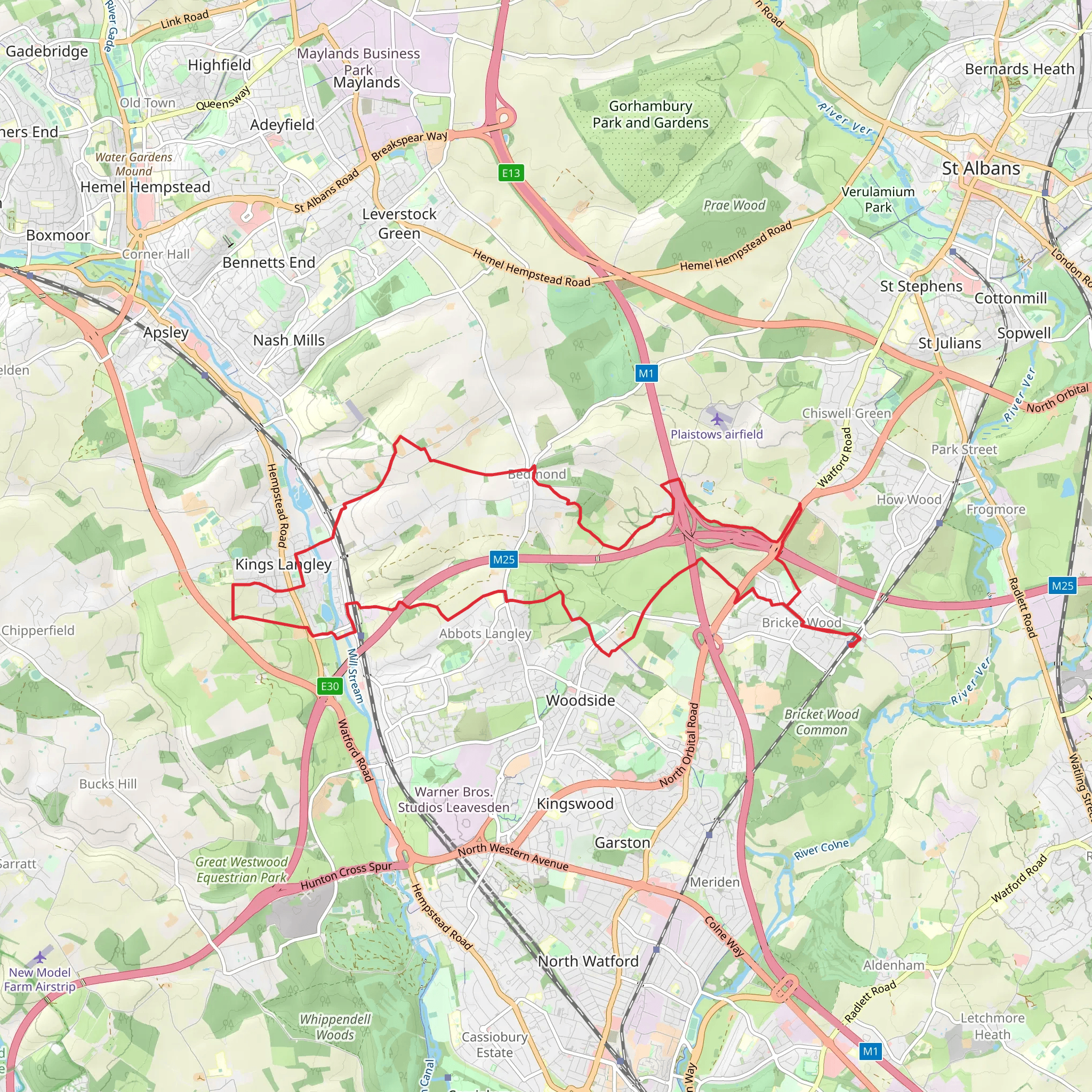 Furzefield Wood and Hertfordshire Way mobile static map