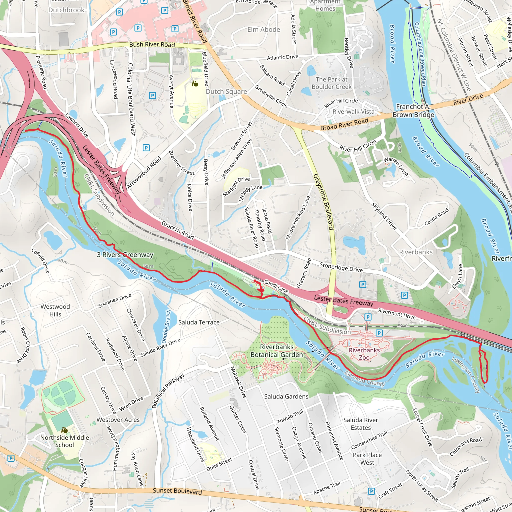 Saluda Riverwalk mobile static map