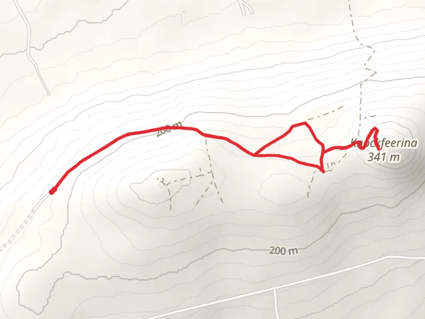 An image depicting the trail Knockfierna Famine Memorial Loop and its surrounding area.