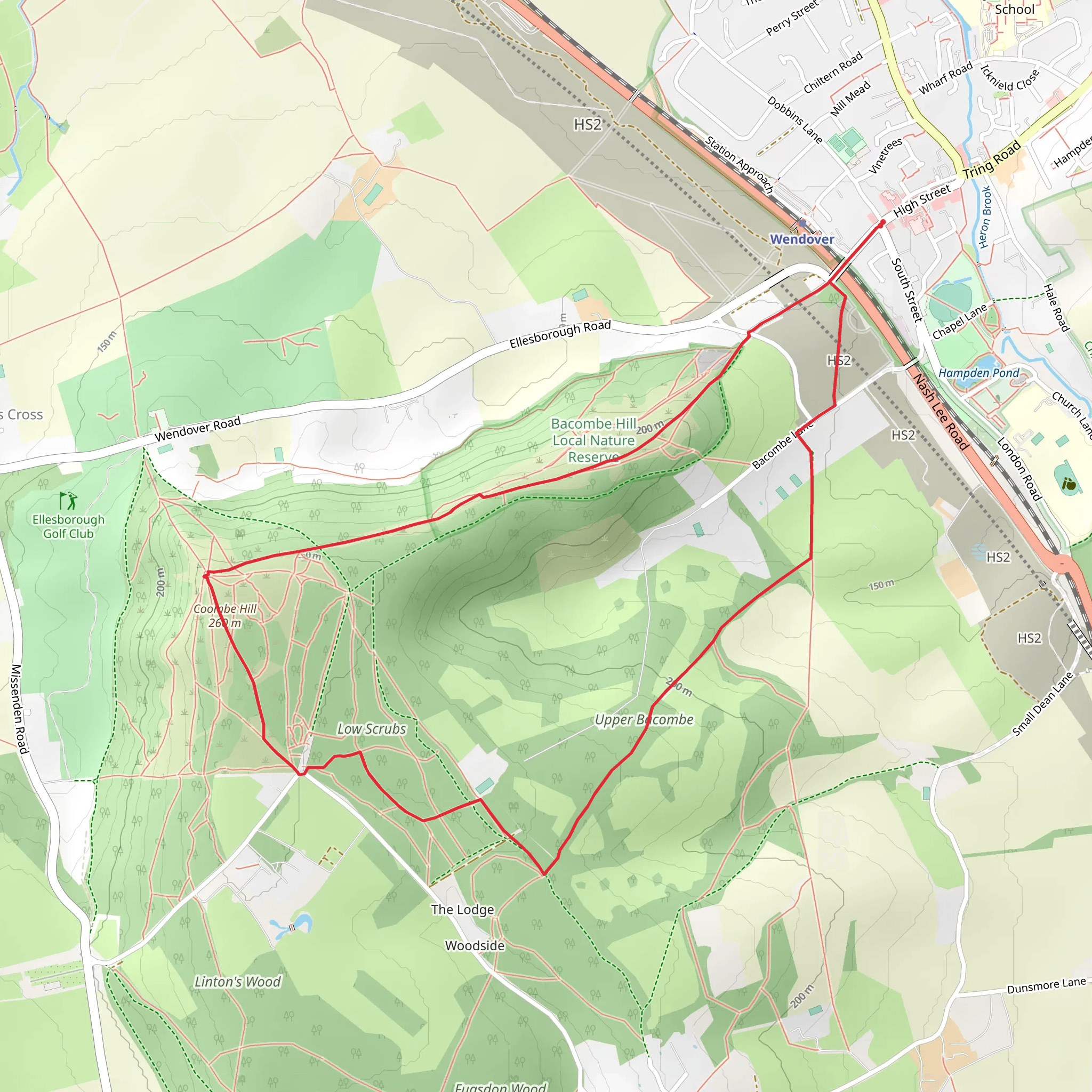 Coombe Hill from Wendover mobile static map