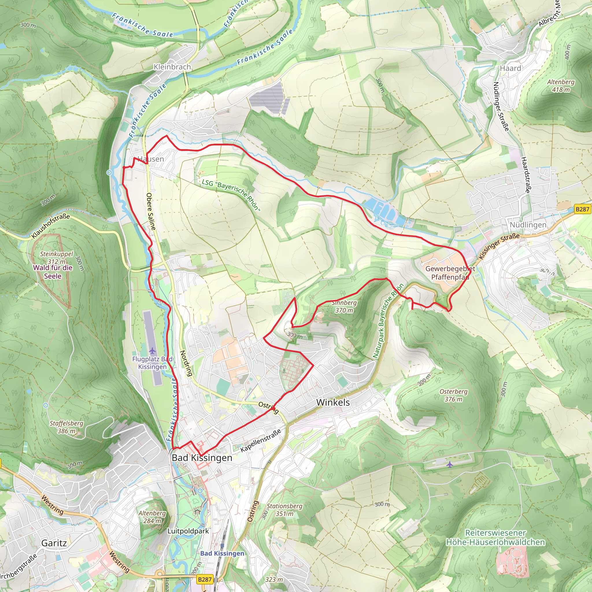 Fraenkische Saale via Karolingerweg and Kissinger Runde mobile static map