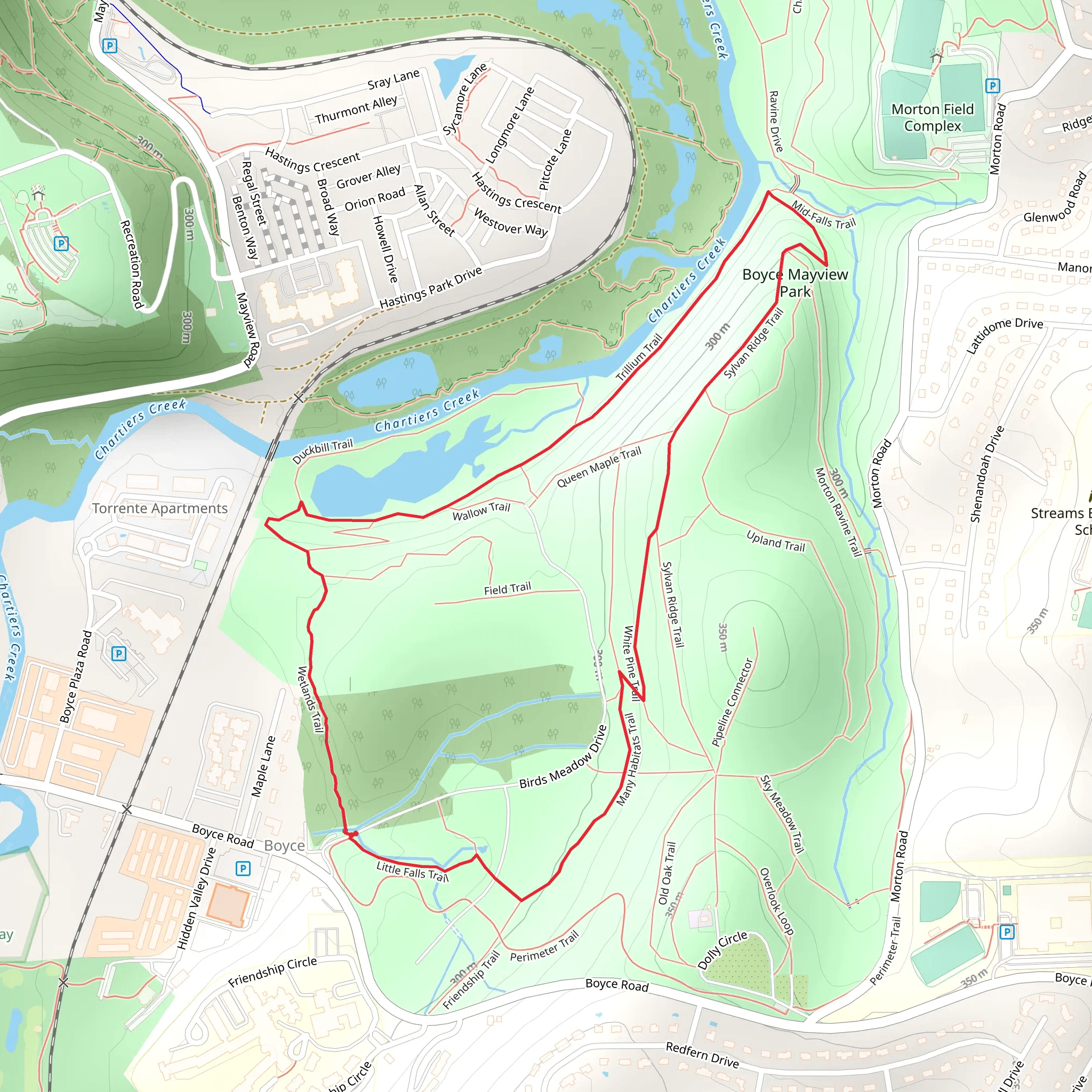 Chartiers Creek via Wetlands Trail mobile static map