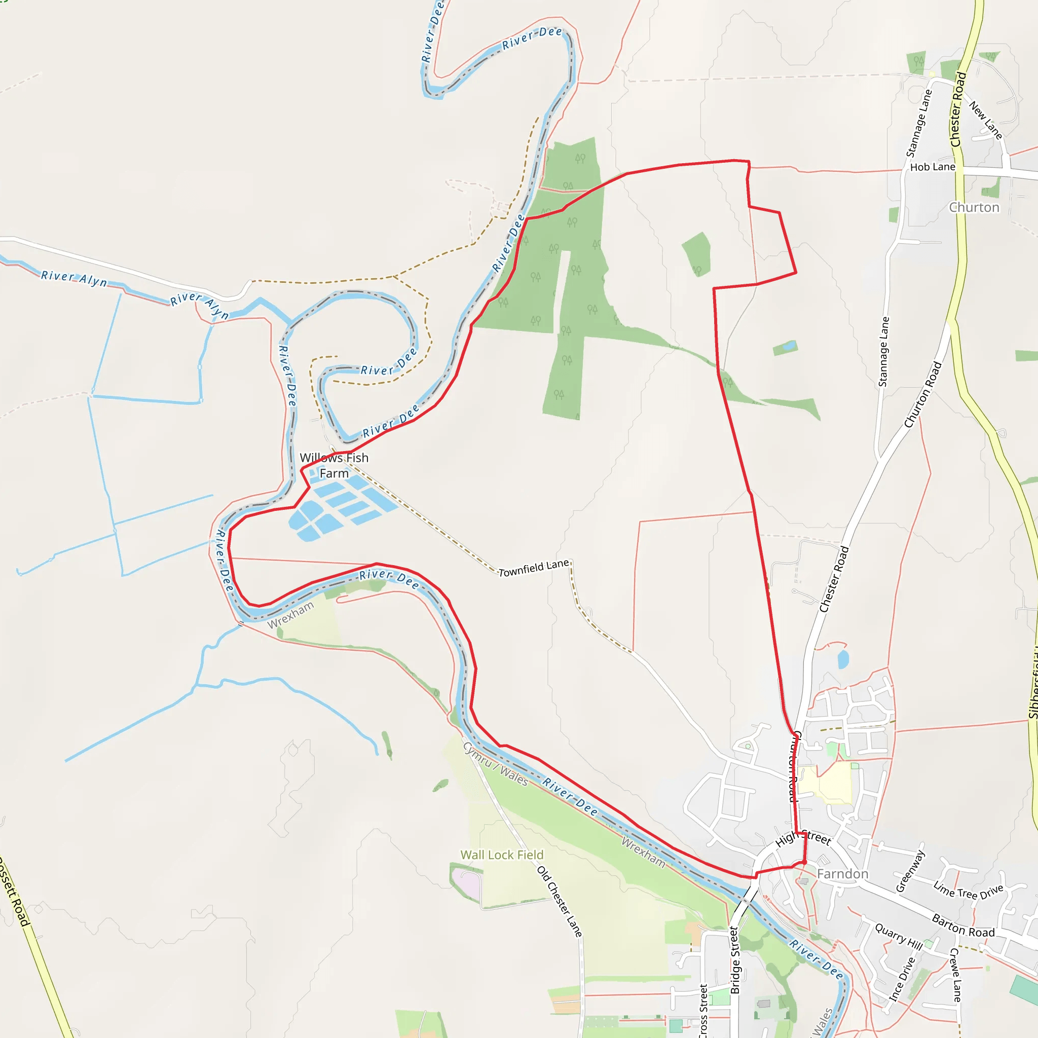 River Dee from Farndon mobile static map