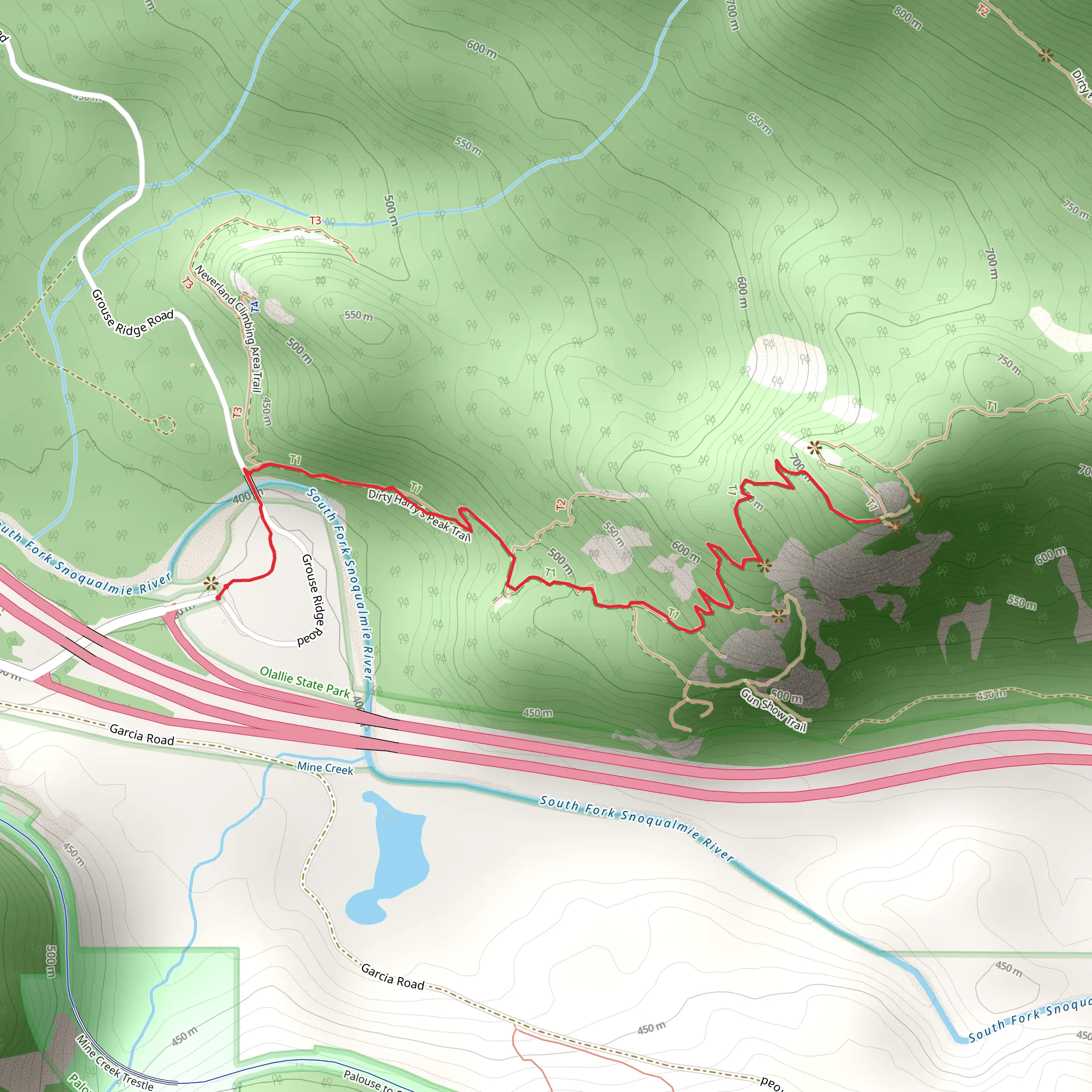 Winter Block and Squishy Bell via Dirty Harry's Peak Trail mobile static map