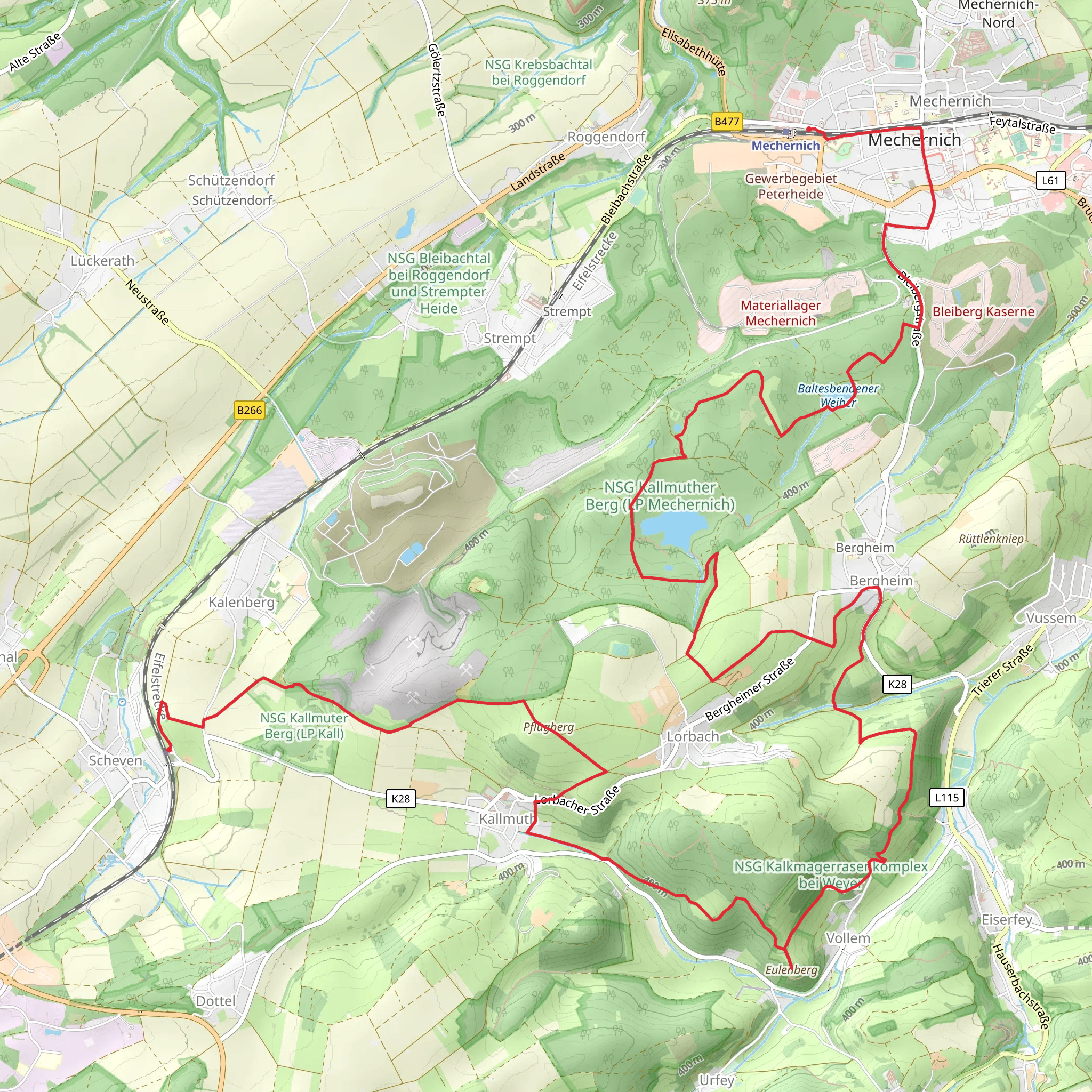 Mechernich to Scheven Walk via NSG Kallmuther Berg mobile static map