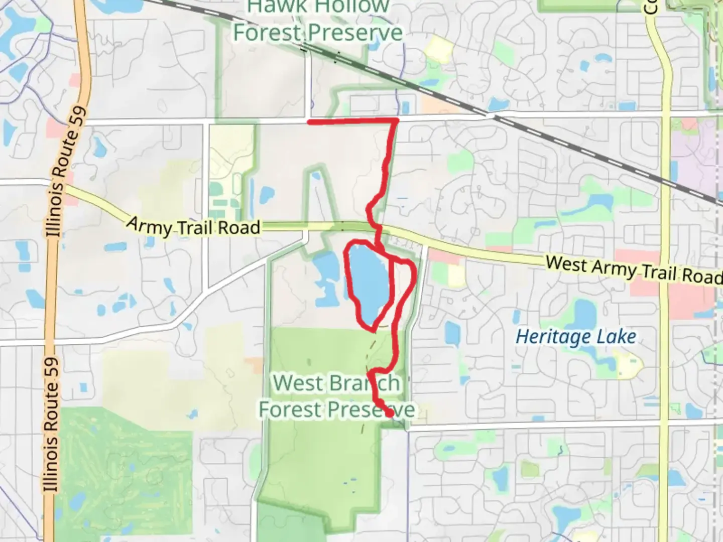 An image depicting the trail West Branch DuPage River Trail Out and Back and its surrounding area.