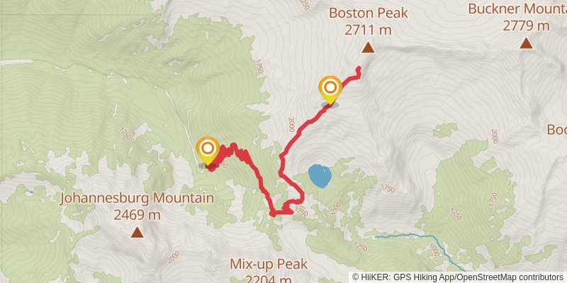 Sahale Mountain and Sahale Arm Trail via Cascade Pass Trail stage 2 Map