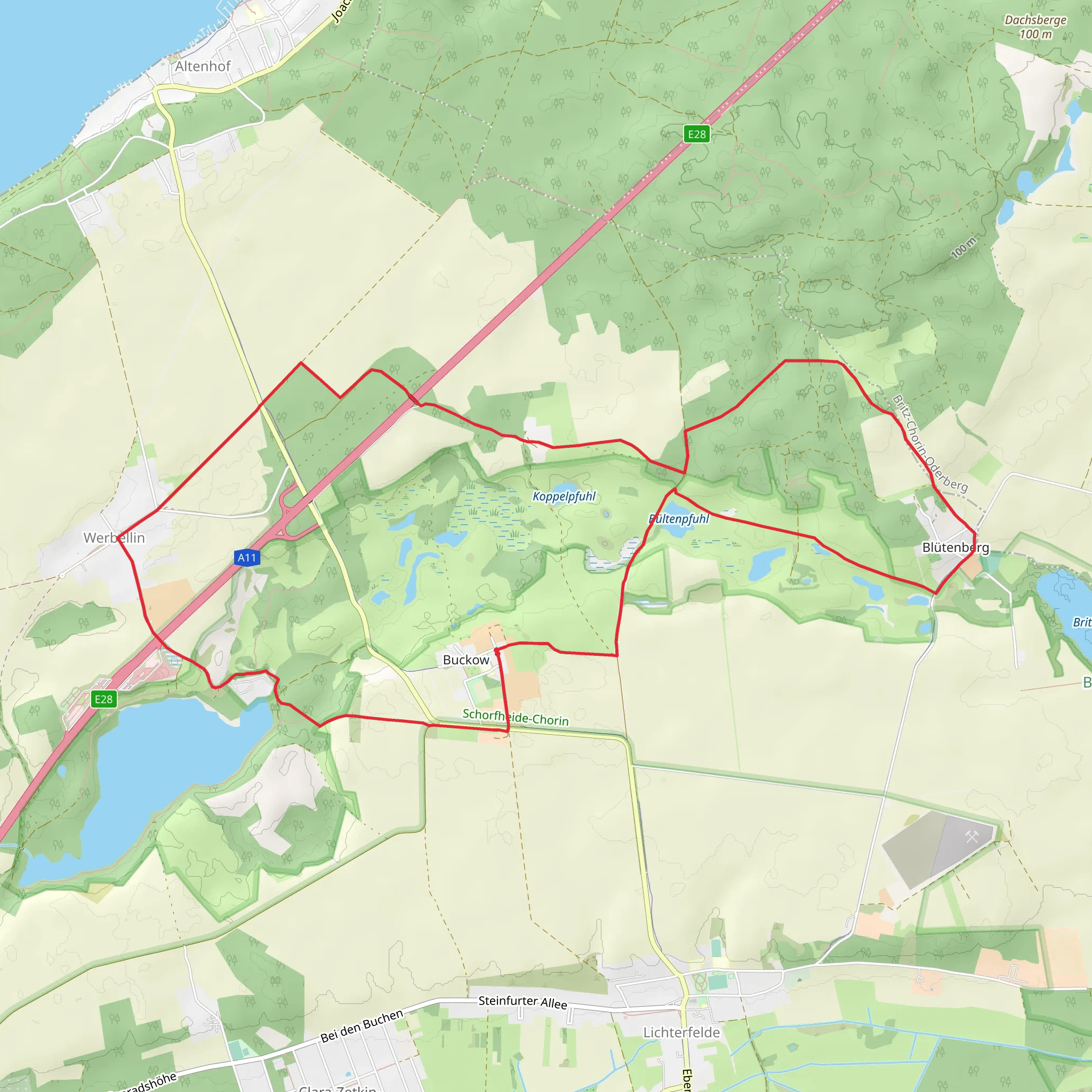 Grosser Buckowsee via Rundweg Buckowseerinne mobile static map