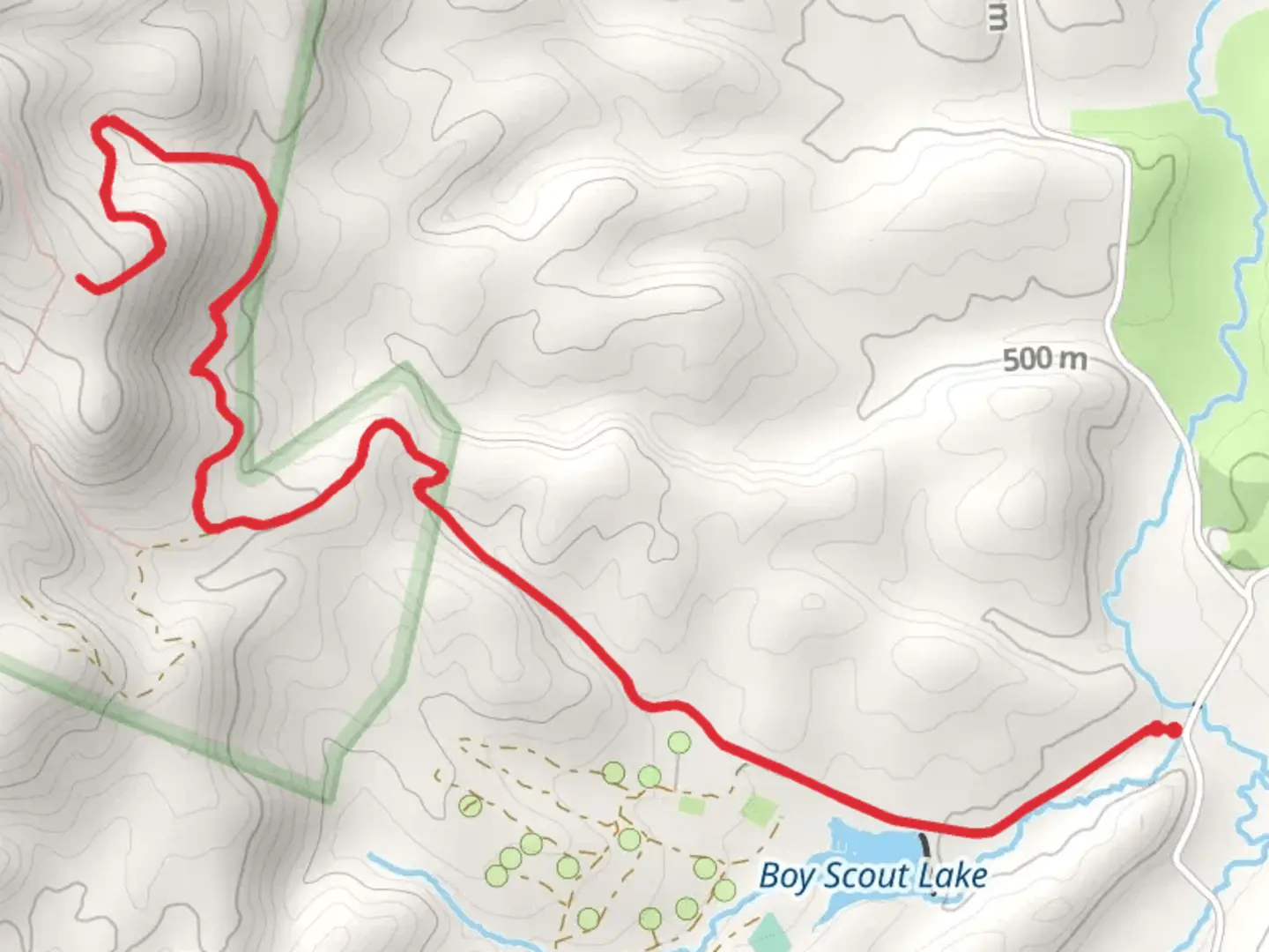 An image depicting the trail Boy Scout Lake and Trimbles Mill and its surrounding area.