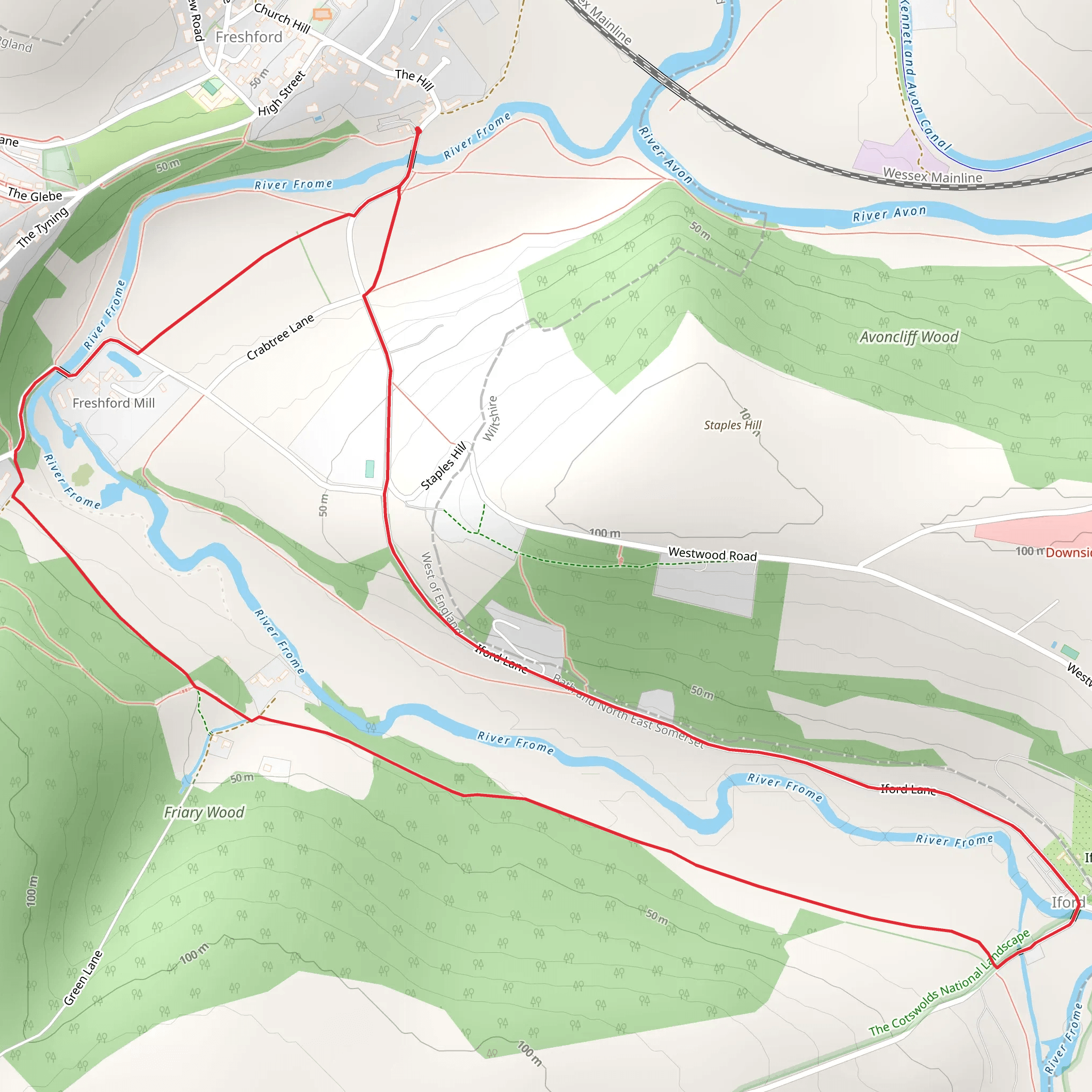 River Frome Loop - Freshford mobile static map