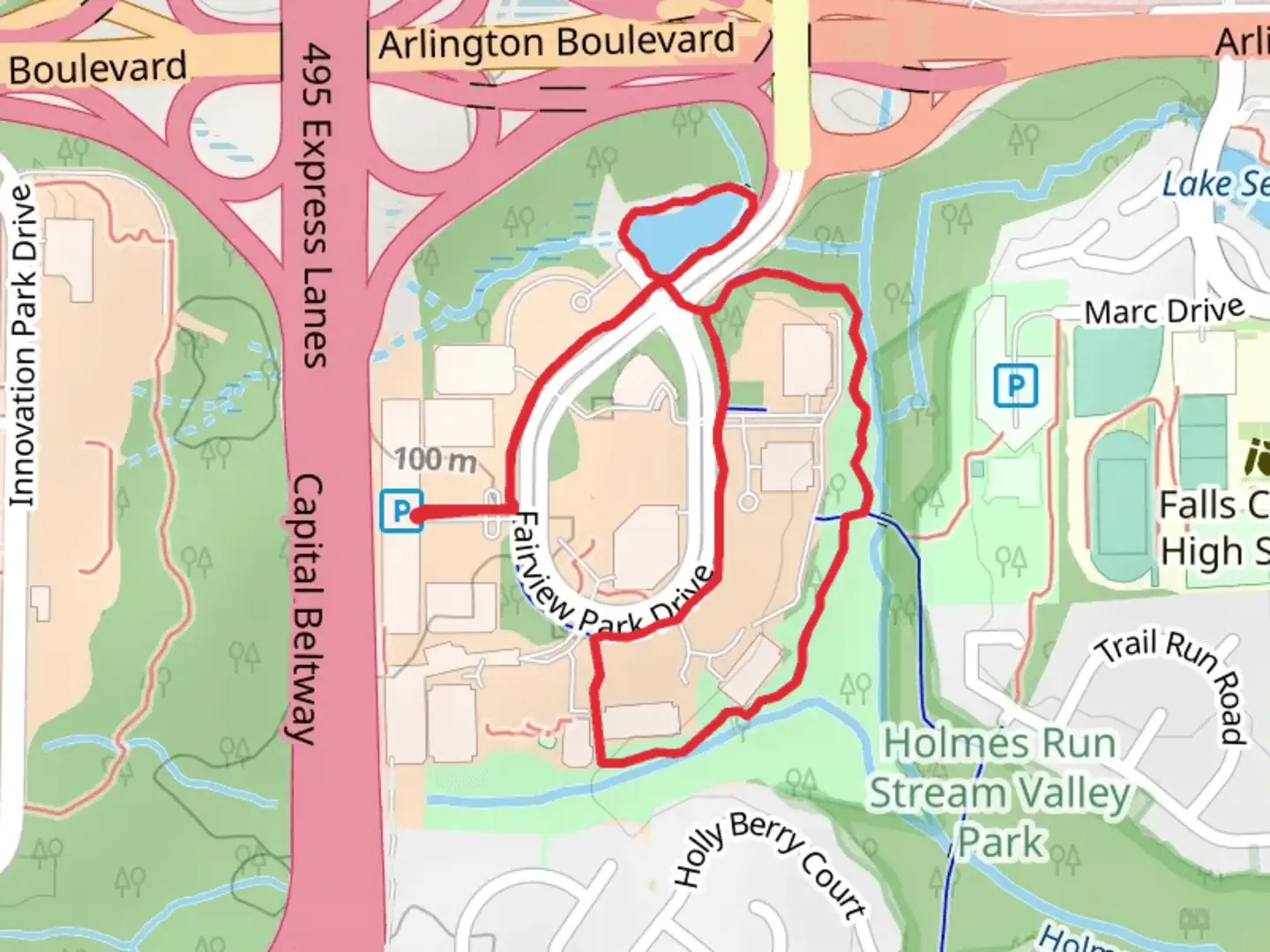 An image depicting the trail Loop around Fairview Park Drive and its surrounding area.