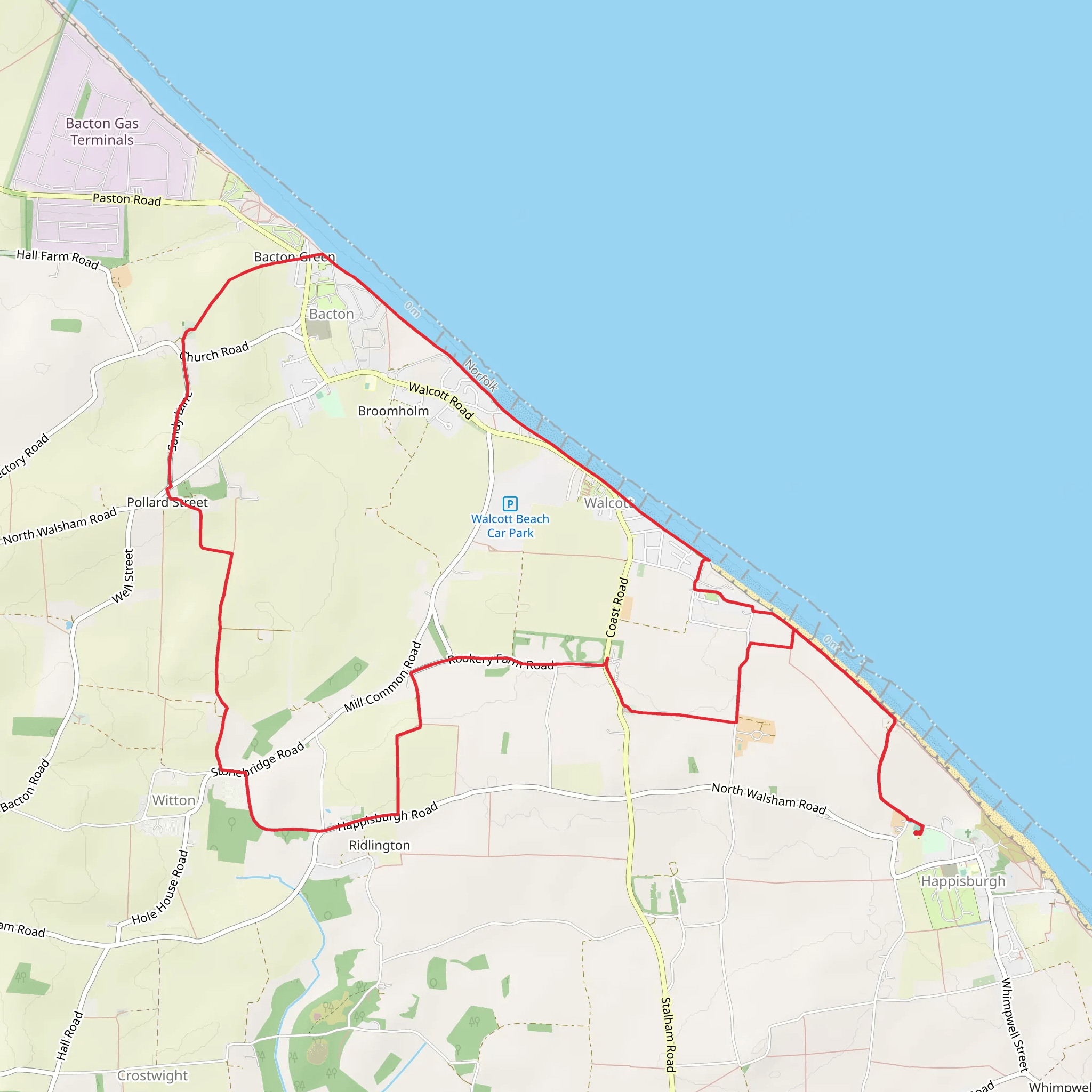 Happisburgh to Bacton and Witton Loop mobile static map