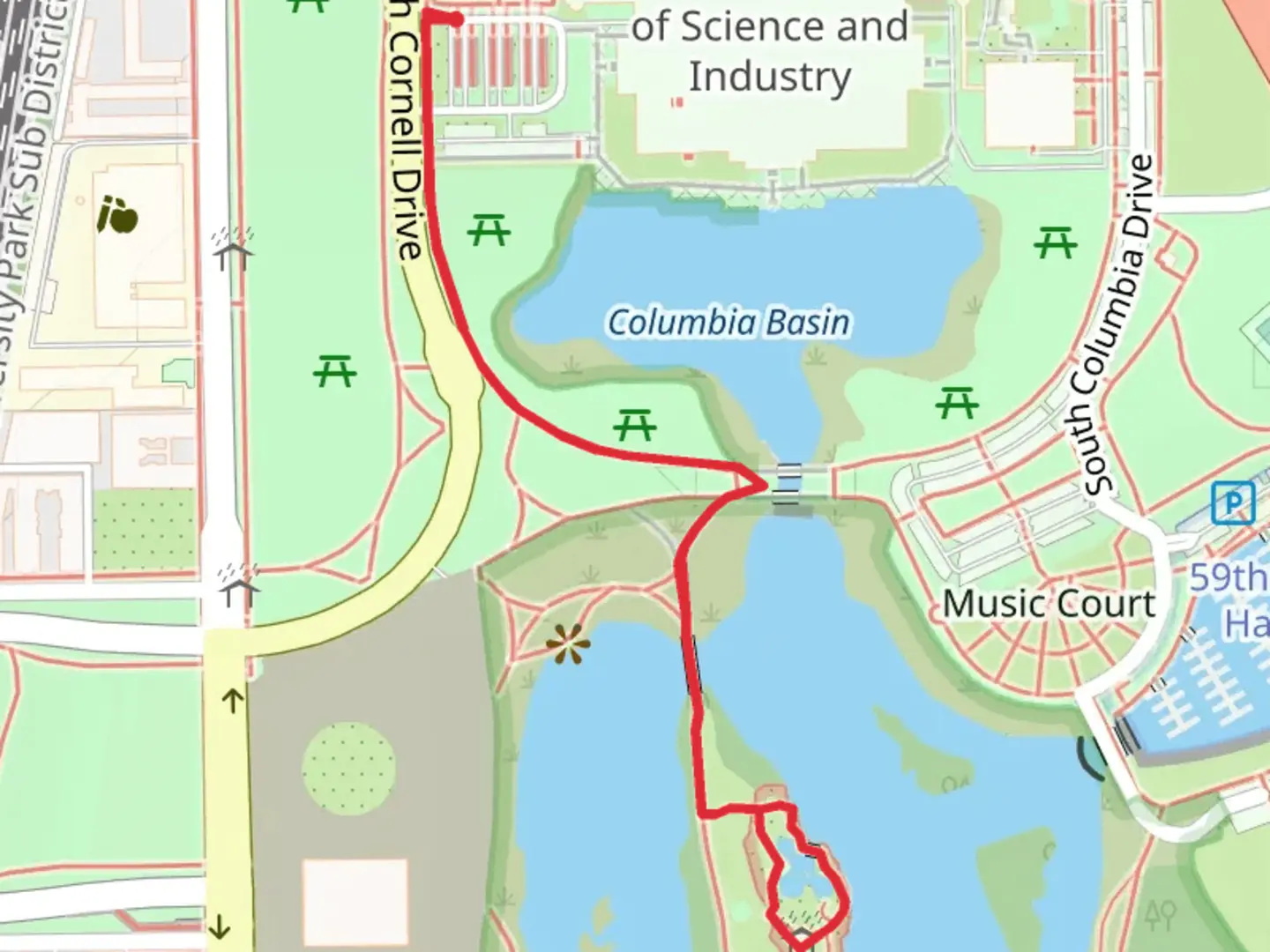 An image depicting the trail Columbian Basin and Garden of the Phoenix Walk and its surrounding area.