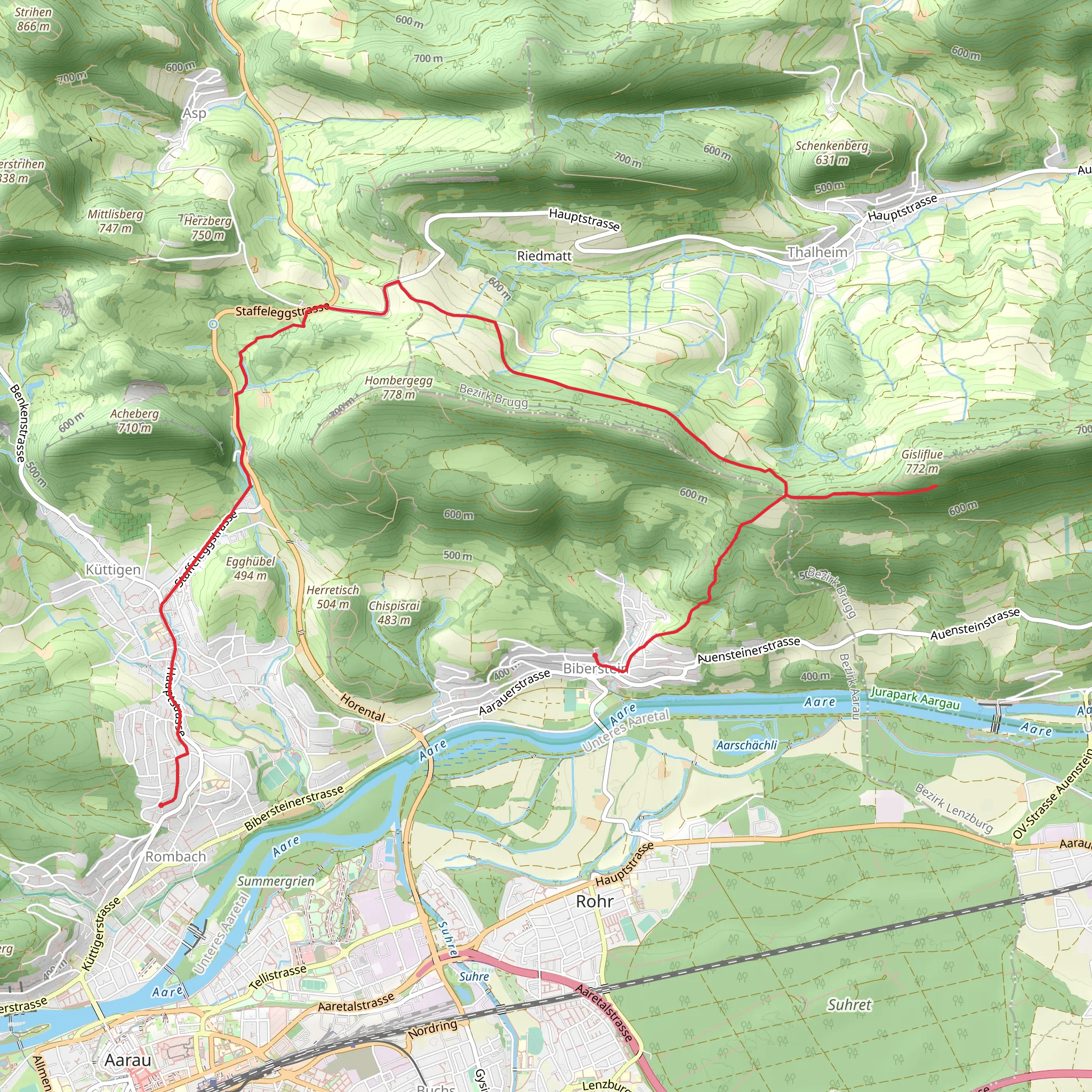 Staffelegg Pass to the Gisliflue mobile static map